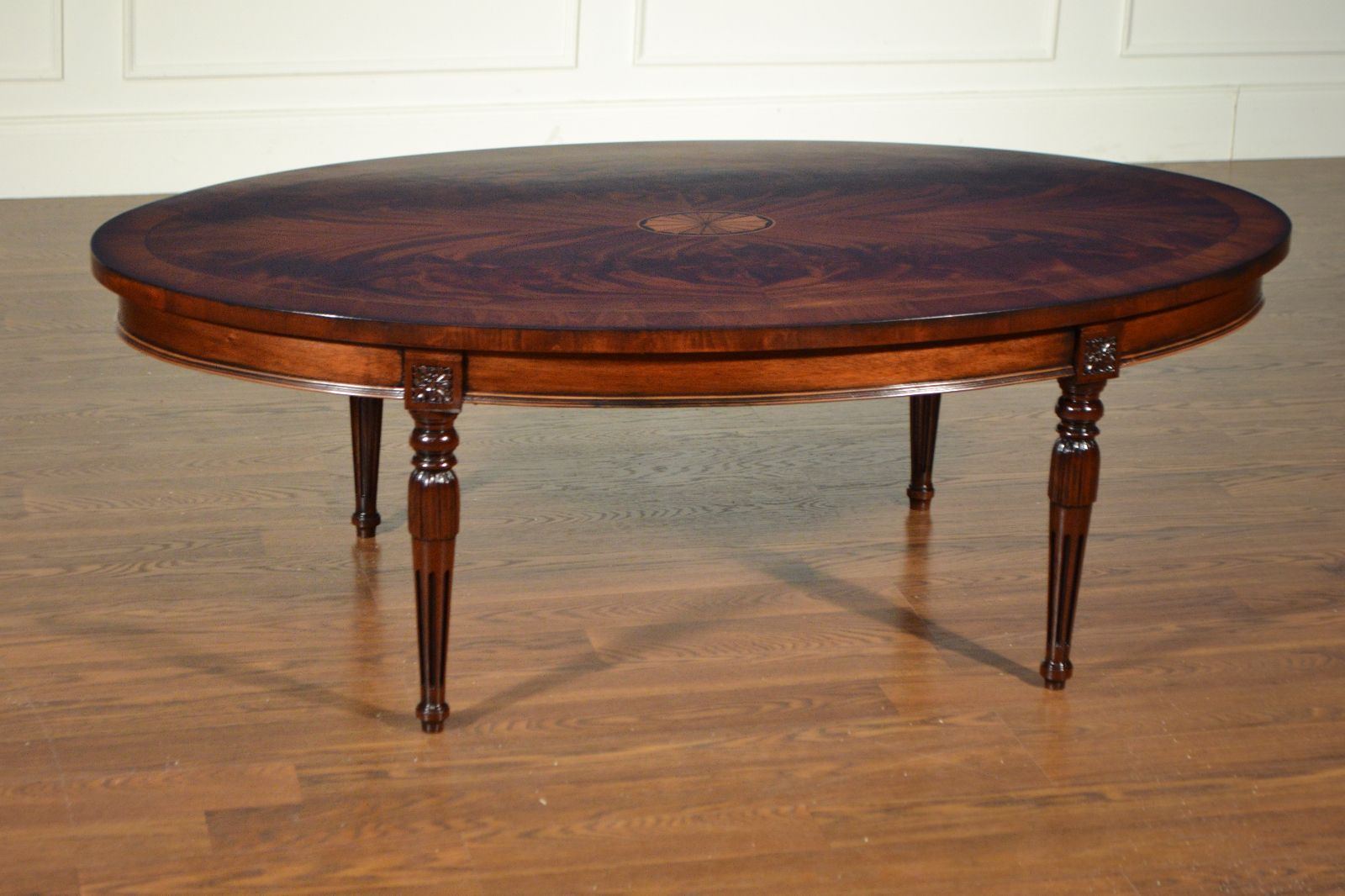 Current Copper Grove Woodend Glass Top Oval Coffee Tables Throughout Leighton Hall Mahogany Traditional Sheraton Oval Coffee Cocktail Table (Gallery 20 of 20)