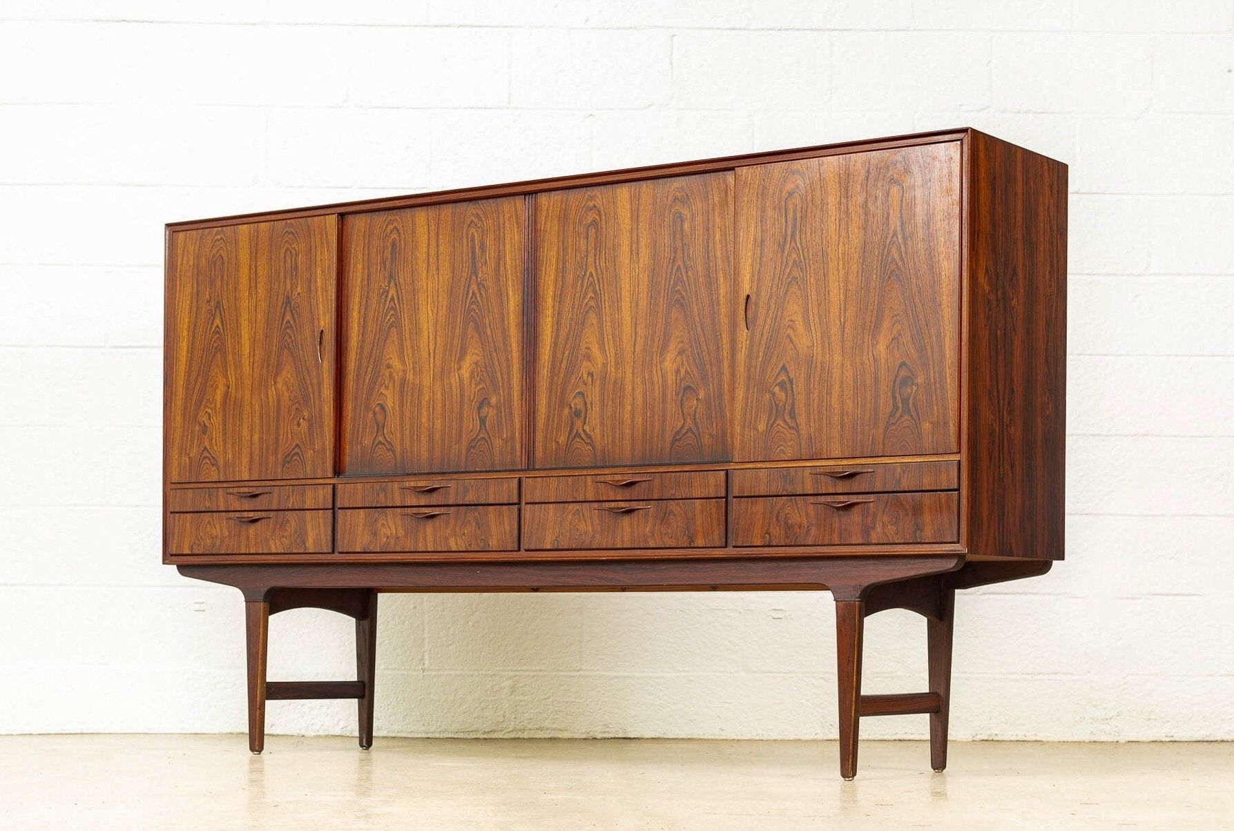 Exceptional Mid Century Danish Modern Tall Rosewood Credenza Sideboard Or  Bar Cabinet, 1960s In Deana Credenzas (Gallery 19 of 20)