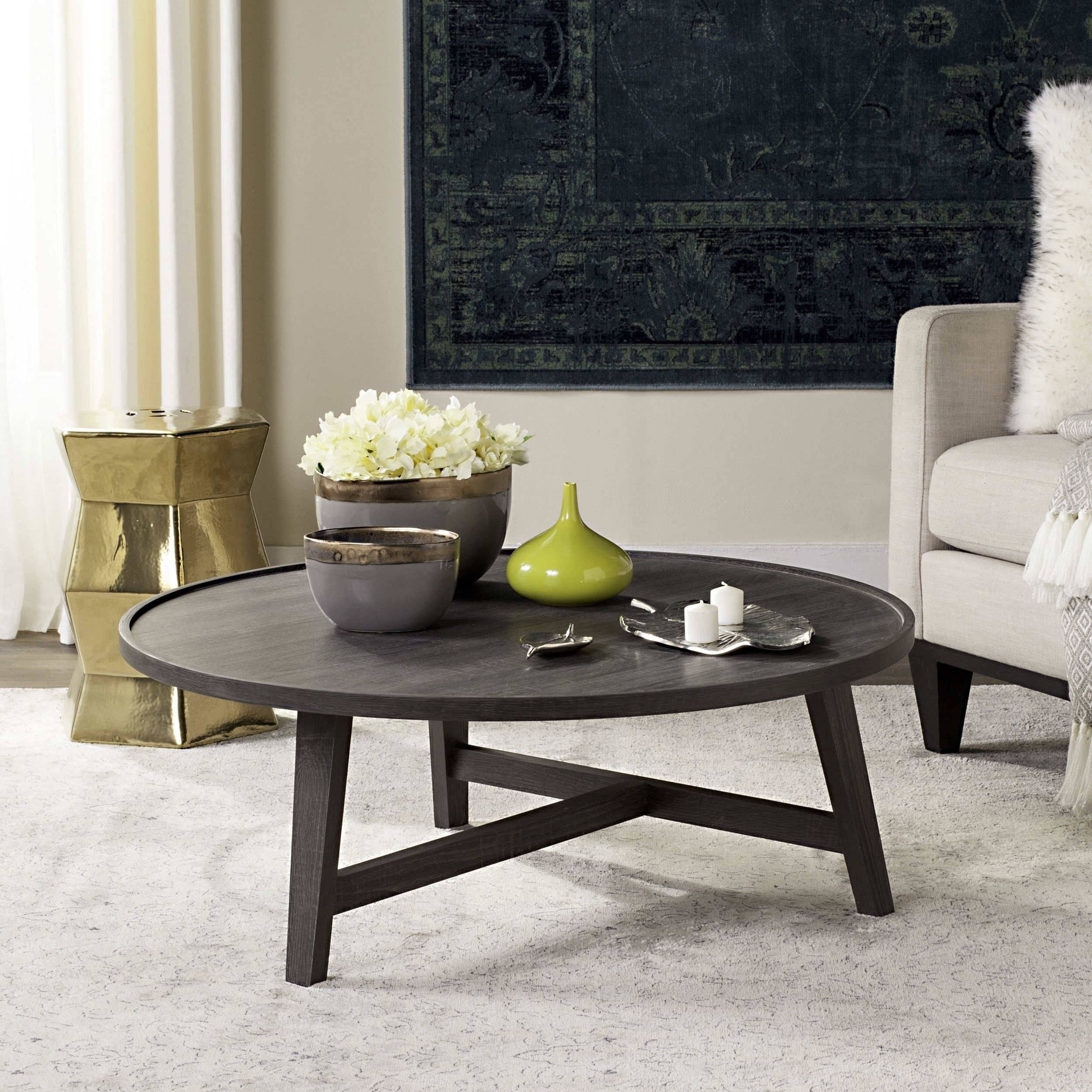 Famous Safavieh Malone White Chrome Coffee Tables Pertaining To Details About Safavieh Mid Century Malone Wood Coffee Table – 35.4" X Multi  35.4" X  (View 14 of 20)