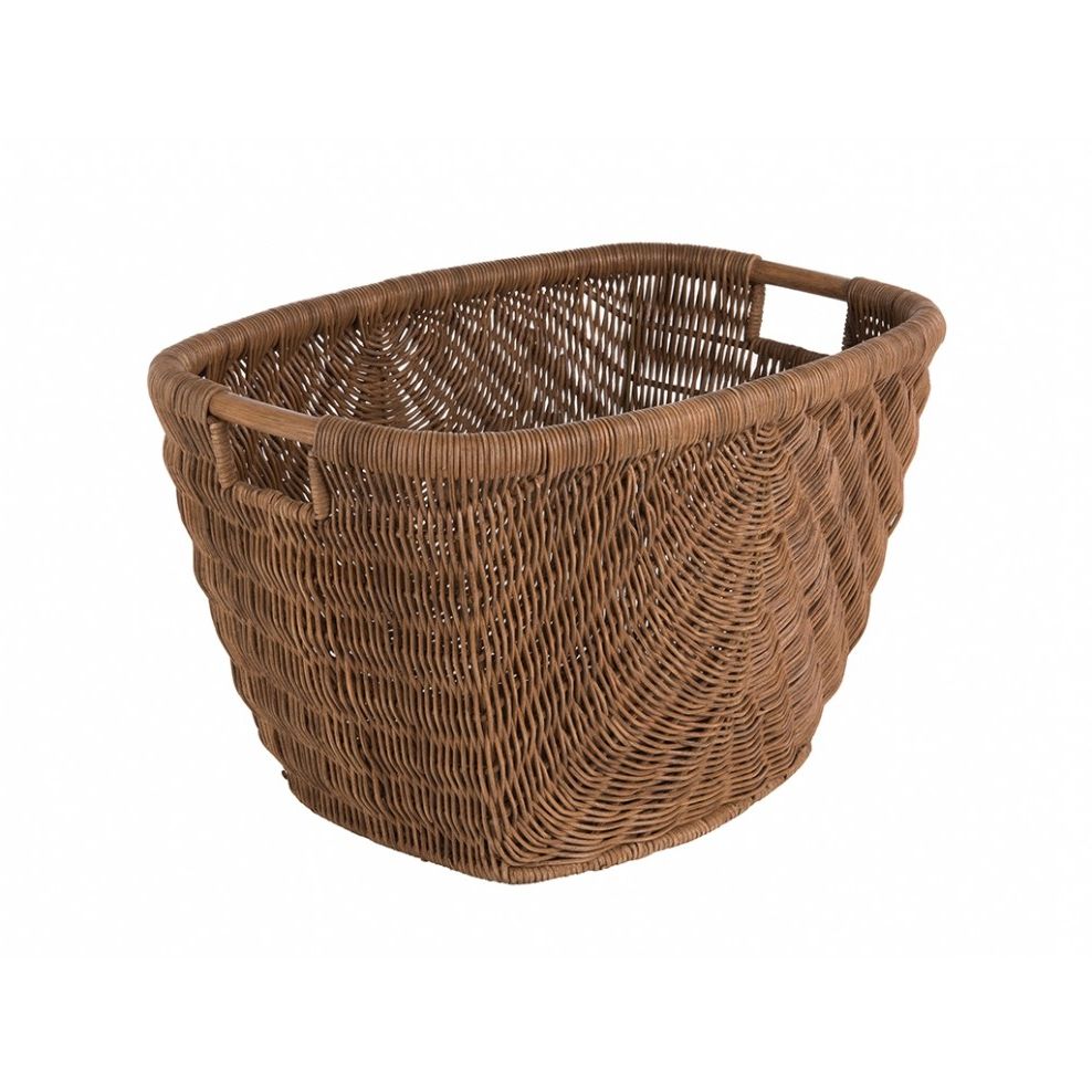 Fan Decorative Wicker Storage Basket With Rattan Pole Handle Regarding Latest Rustic Coffee Tables With Wicker Storage Baskets (View 11 of 20)