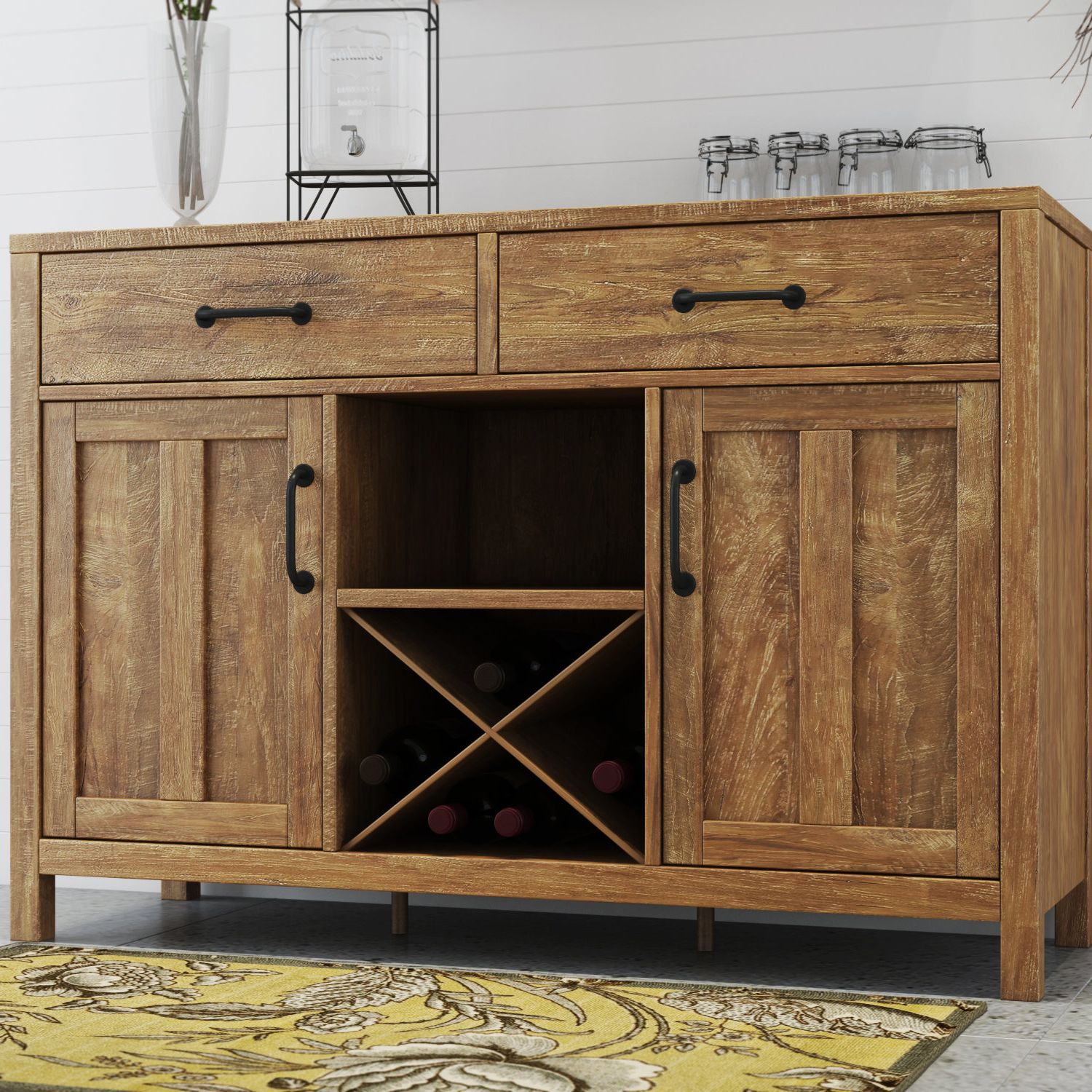 Farmhouse & Rustic Wine Bottle Storage Equipped Sideboards In Lanesboro Sideboards (View 17 of 20)