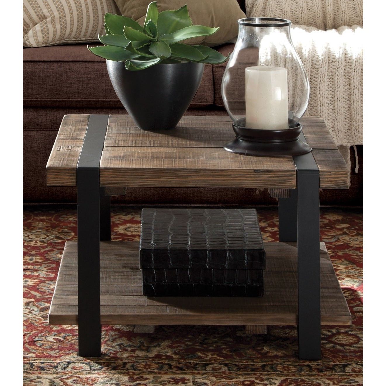Fashionable Carbon Loft Kenyon Natural Rustic Coffee Tables Regarding Shop Carbon Loft Kenyon Cube Brown Wood Rustic Coffee Table (View 7 of 20)