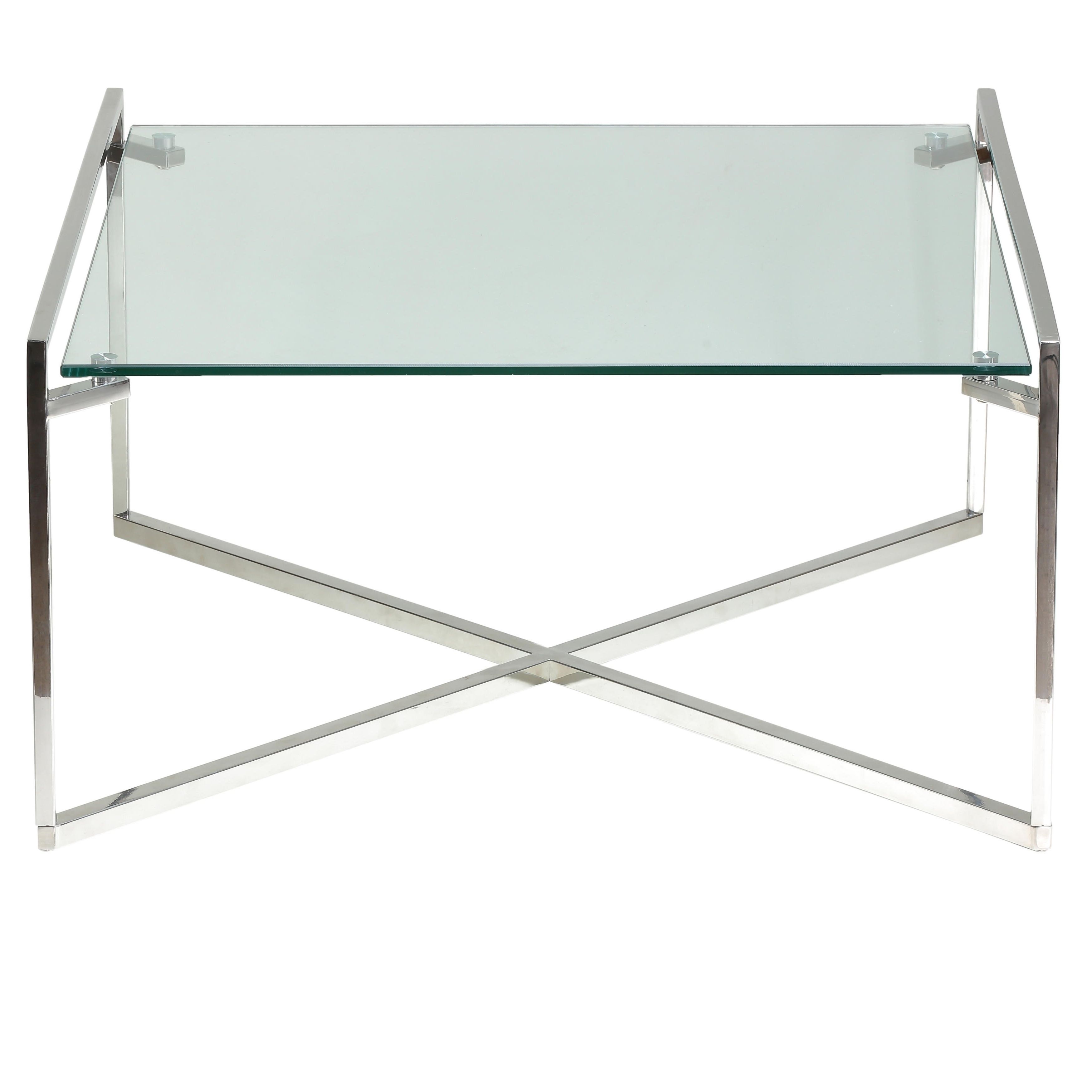 Favorite Cortesi Home Remi Contemporary Chrome Glass Coffee Tables With Regard To Cortesi Home Celia Glass/stainless Steel Coffee Table (View 3 of 20)