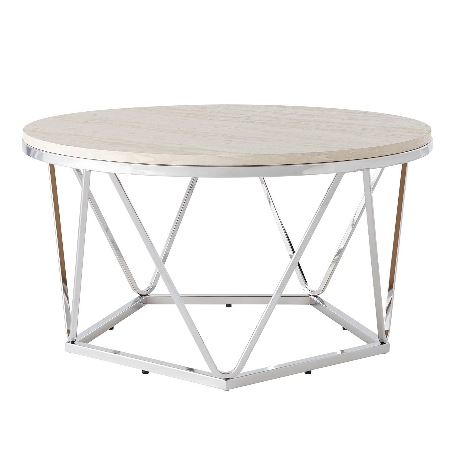 Favorite Silver Orchid Henderson Faux Stone Silvertone Round Coffee Tables Regarding Silver Orchid Henderson Faux Stone Silvertone Round Coffee Table (View 4 of 20)