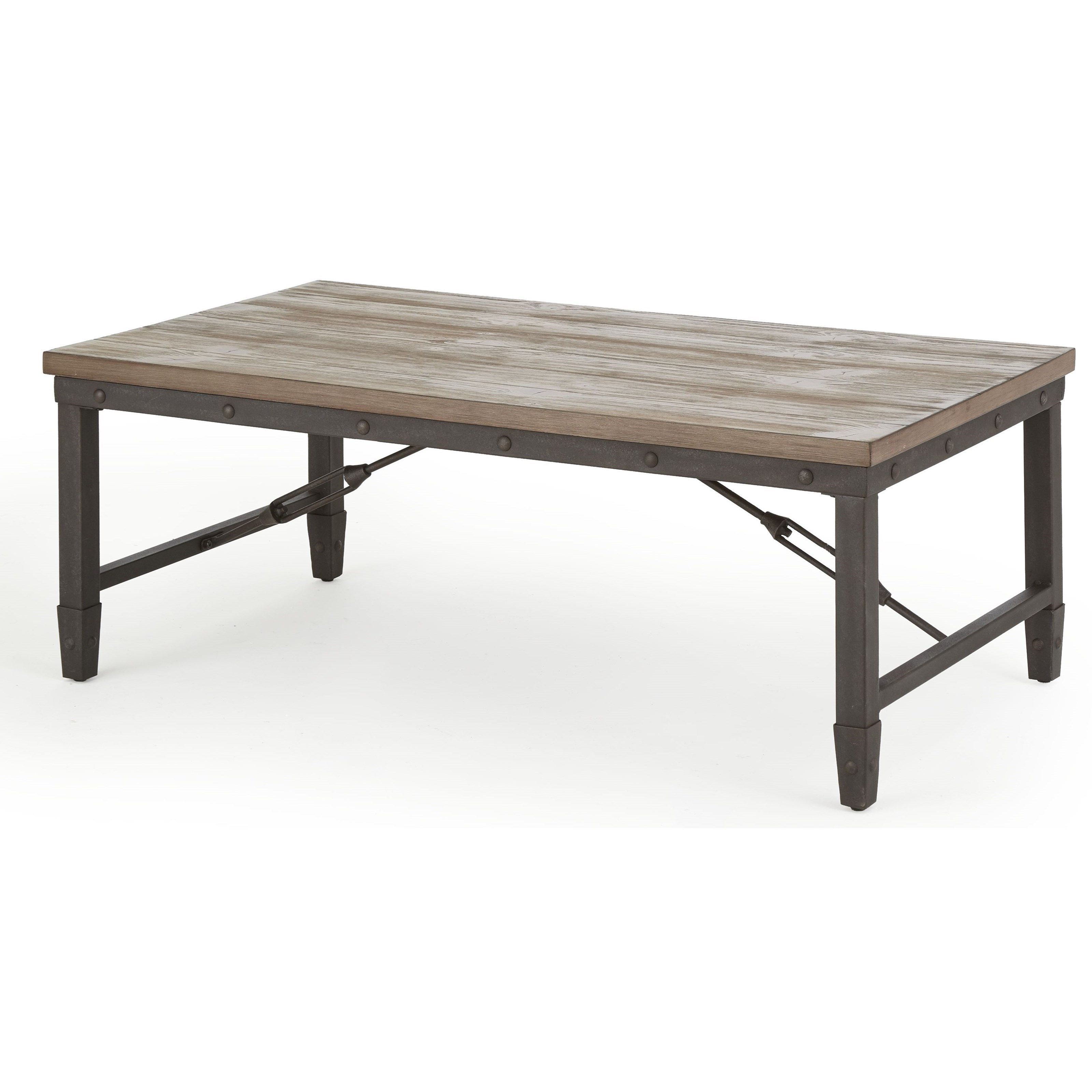 Jersey Industrial Cocktail Table With Iron Basevendor Throughout Current The Gray Barn O'quinn Weathered Bark And White Castered Cocktail Tables (View 14 of 20)