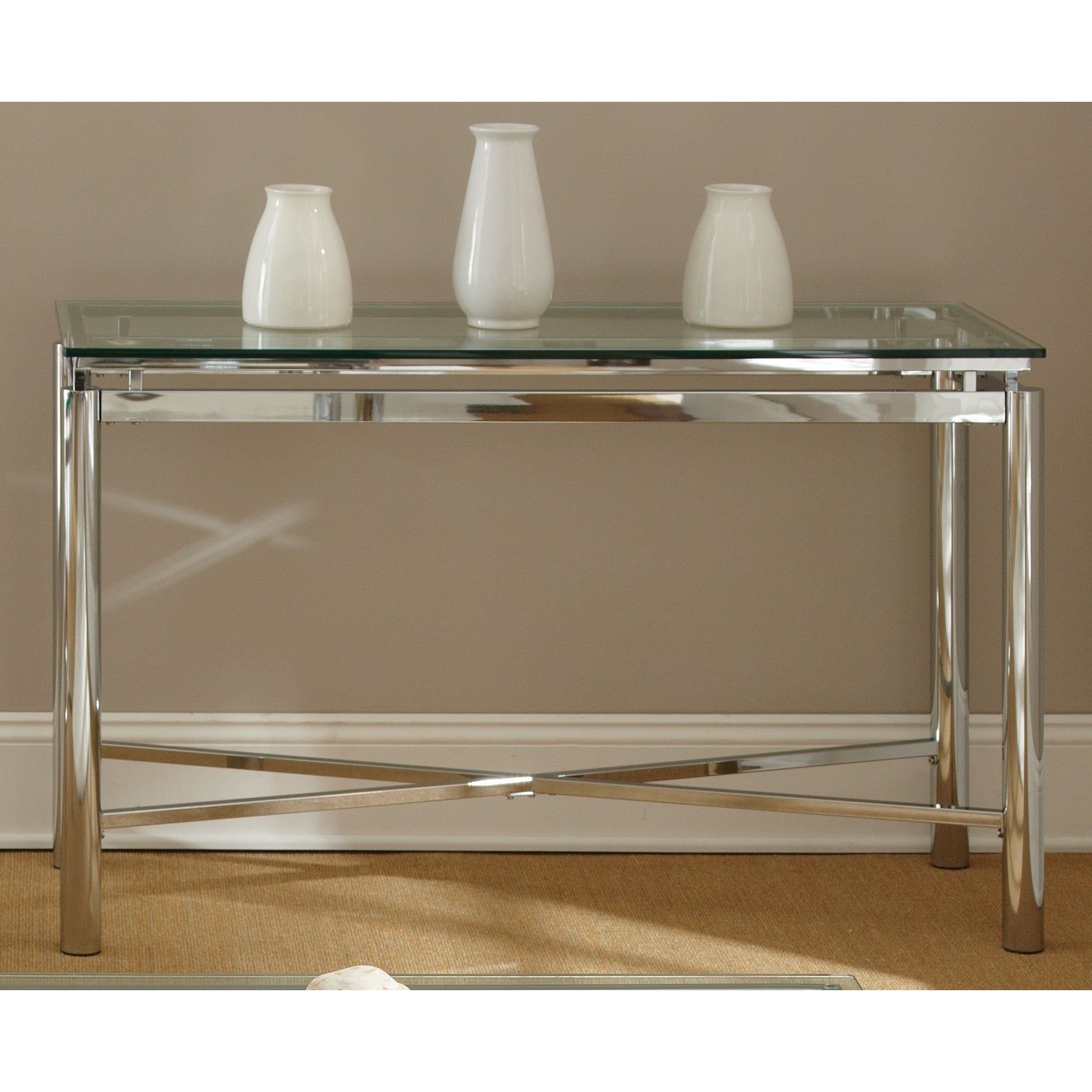 Latest Strick &amp; Bolton Florence Chrome Coffee Tables Within Strick & Bolton Jules Chrome And Glass Sofa Table (View 6 of 20)