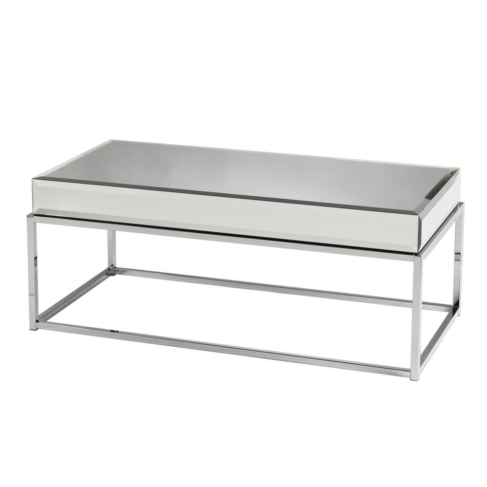 Most Current Contemporary Chrome Glass Top And Mirror Shelf Coffee Tables Pertaining To Grande Mirrored Coffee Table (View 11 of 20)