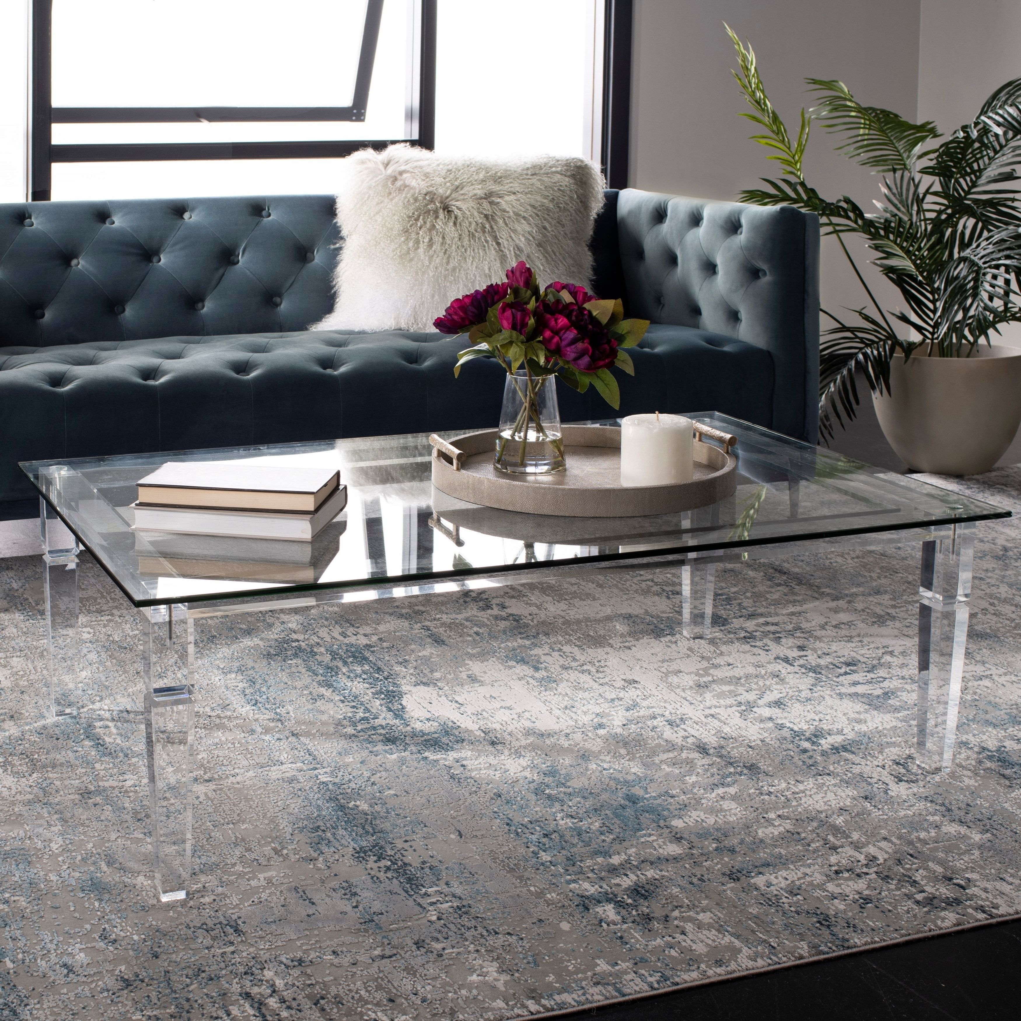 Most Current Safavieh Couture Gianna Glass Coffee Tables With Regard To Safavieh Couture Amelie Acrylic Coffee Table – Clear – 48" X 30" X 16" (Gallery 20 of 20)