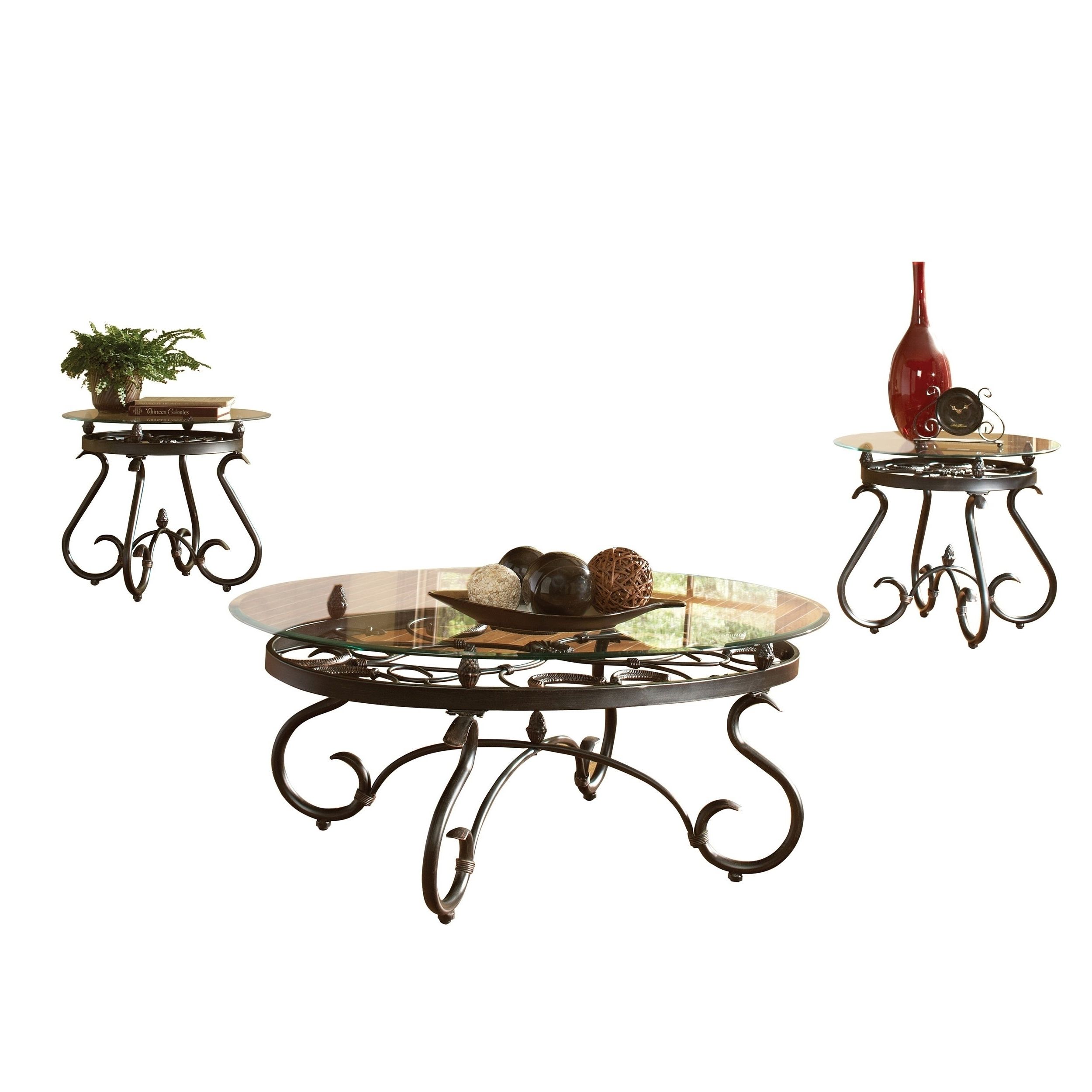 Most Recently Released Gracewood Hollow Fishta Antique Brass Metal Glass 3 Piece Tables With Regard To Gracewood Hollow Fishta Antique Brass Metal/ Glass 3 Piece Table Set (View 2 of 20)