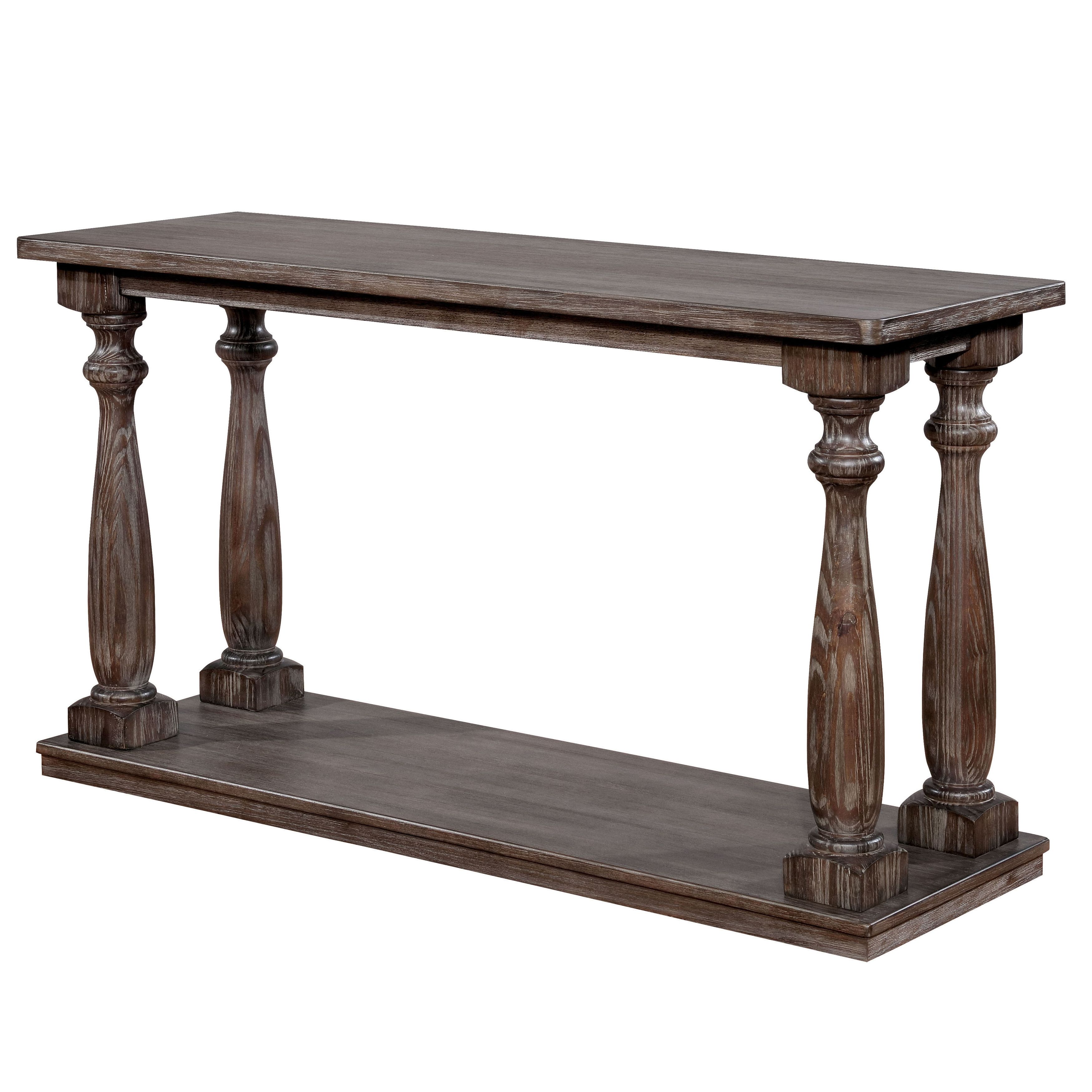 Most Up To Date Jessa Rustic Country 54 Inch Coffee Tables With Regard To Furniture Of America Jessa Rustic Country Open Shelf Sofa Tablefoa Grey  Wood Finish (View 14 of 20)