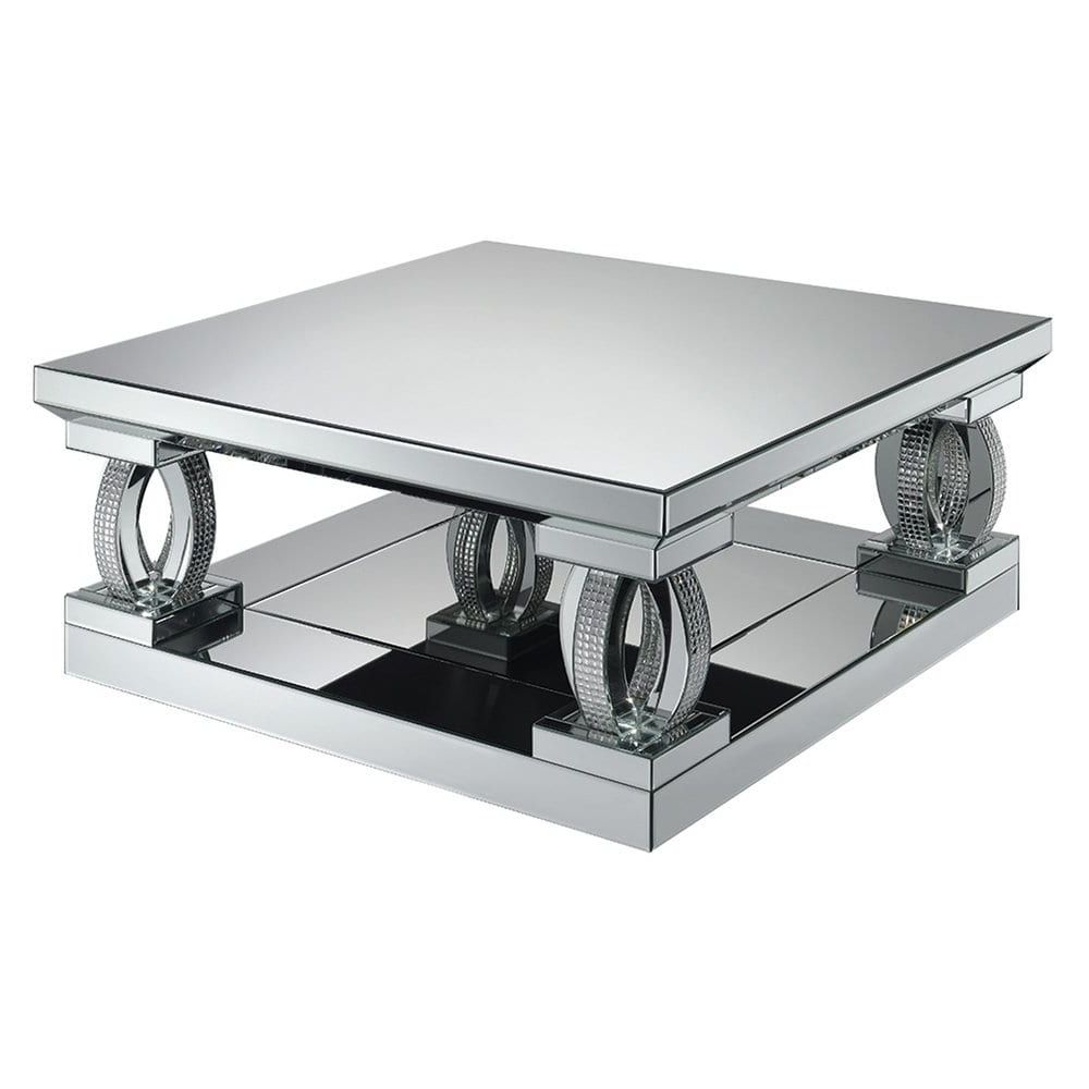 Newest Silver Orchid Ipsen Contemporary Glass Top Coffee Tables Pertaining To Silver Orchid Ipsen Silver Mirror Square Coffee Table (View 3 of 20)