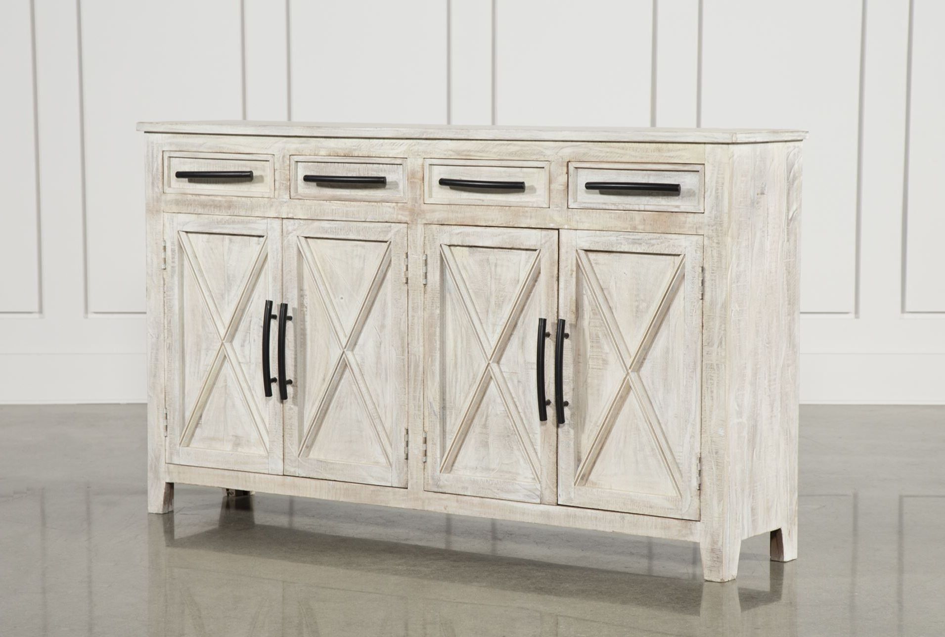 Otb White Wash 4 Drawer/4 Door 72 Inch Sideboard | Home Regarding Deville Russelle Sideboards (View 10 of 20)