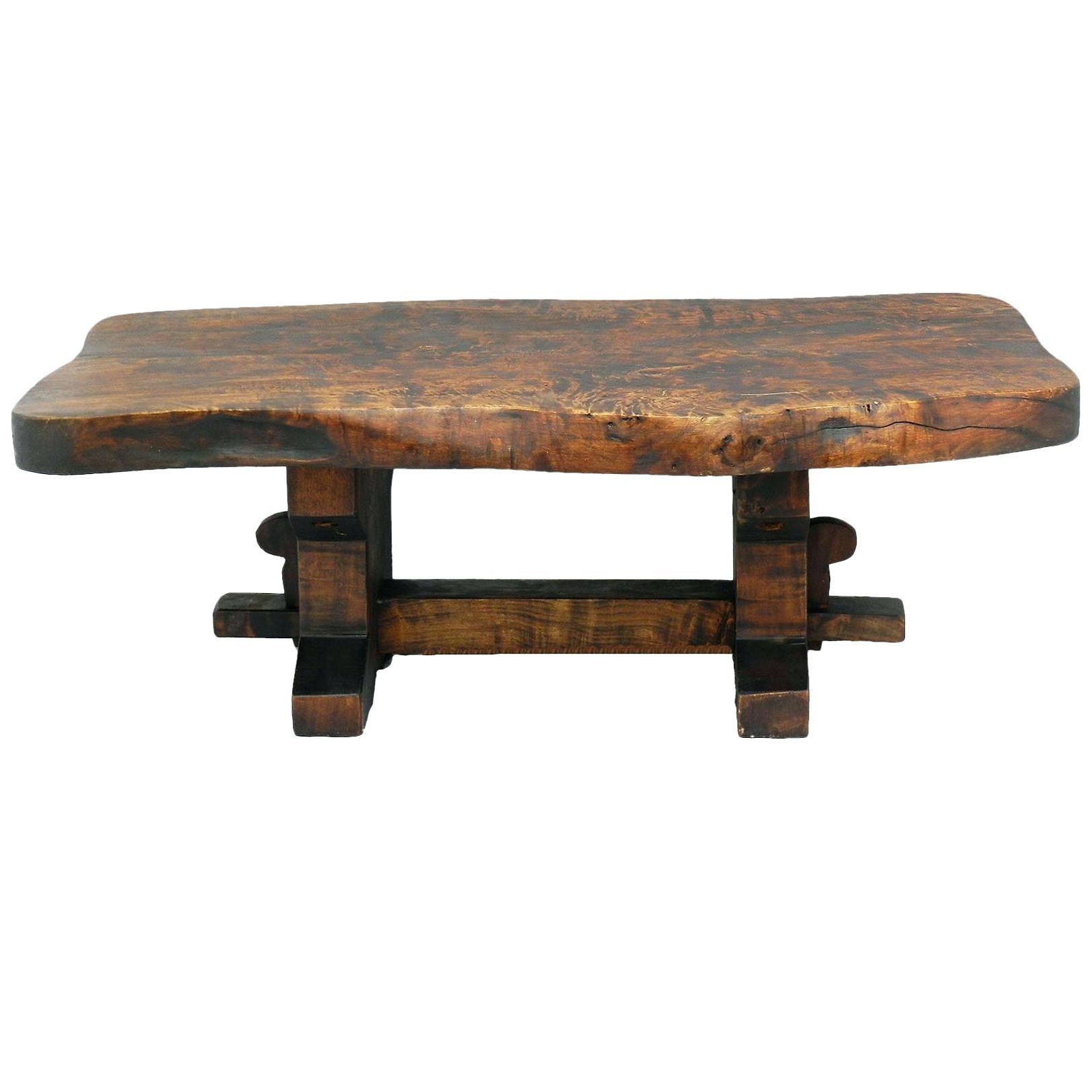 Popular Aberdeen Industrial Zinc Top Weathered Oak Trestle Coffee Tables Throughout Trestle Coffee Table – Appyhomes.co (Gallery 20 of 20)