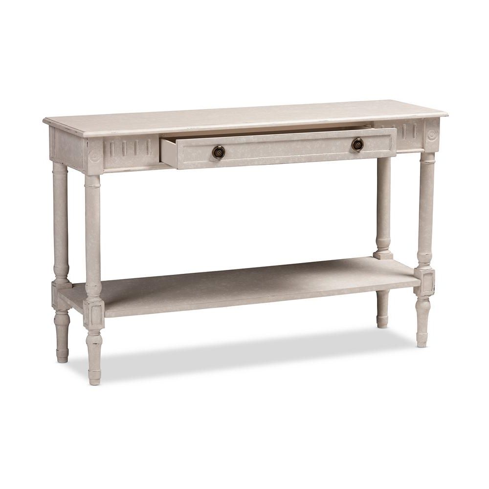 Popular Arella Ii Modern Distressed Grey White Coffee Tables For Baxton Studio Ariella Whitewashed Console Table 147 8190 Hd (View 12 of 20)