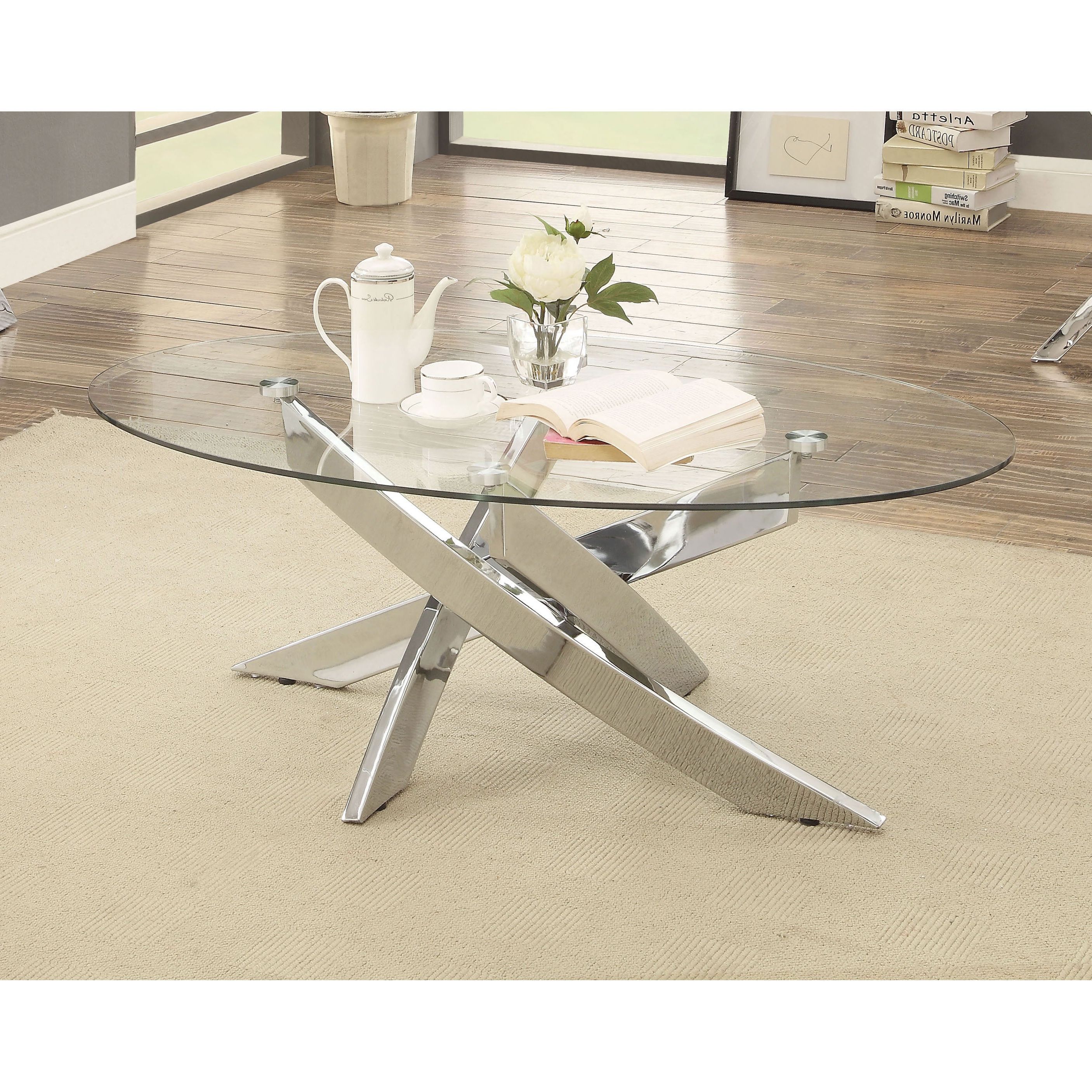 Propel Modern Chrome Oval Coffee Tablefoa Throughout Current Propel Modern Chrome Oval Coffee Tables (View 1 of 20)