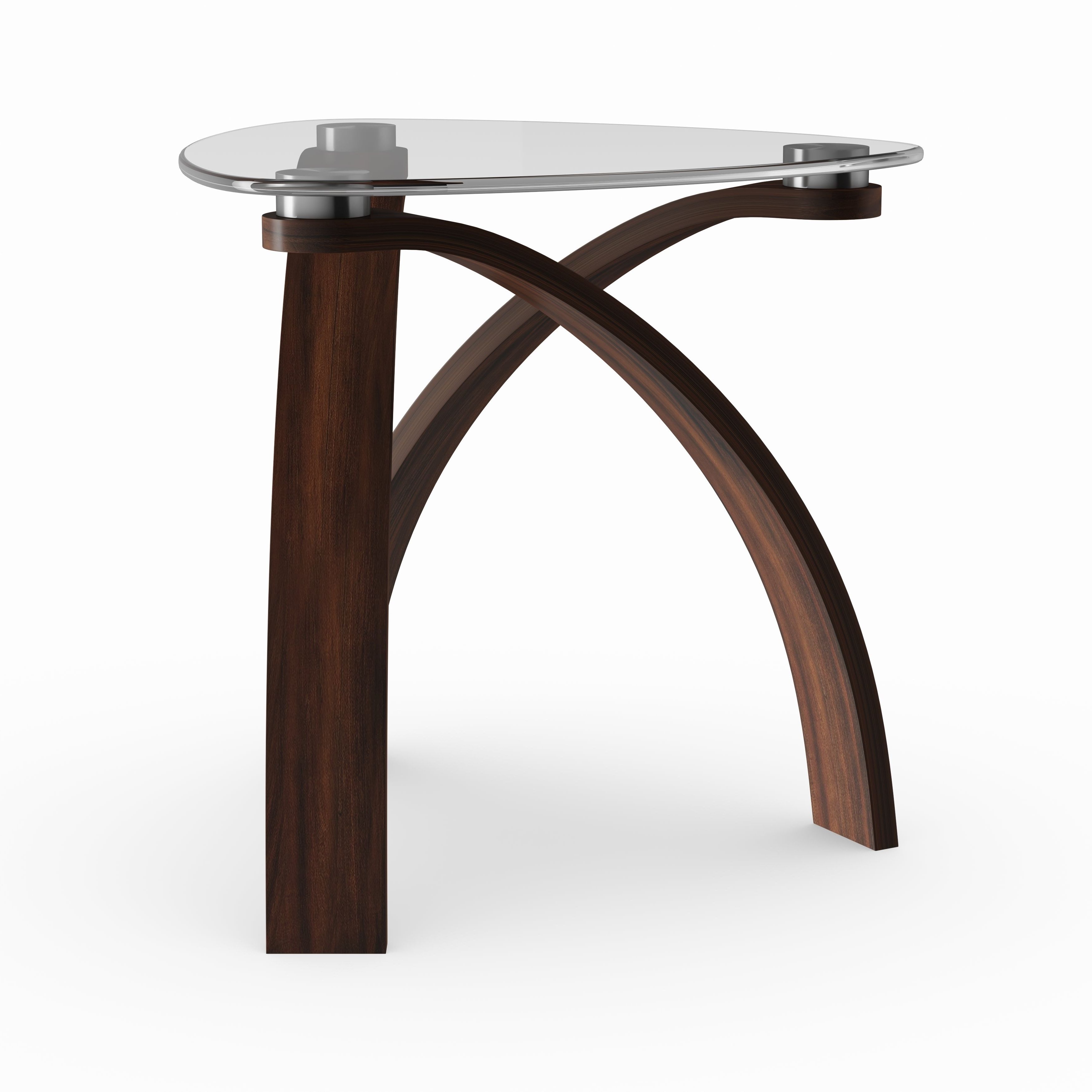 Recent Copper Grove Rochon Glass Top Wood Accent Tables With Regard To Strick & Bolton Ascott Modern Glass Top Arch Legged End Table (View 9 of 20)
