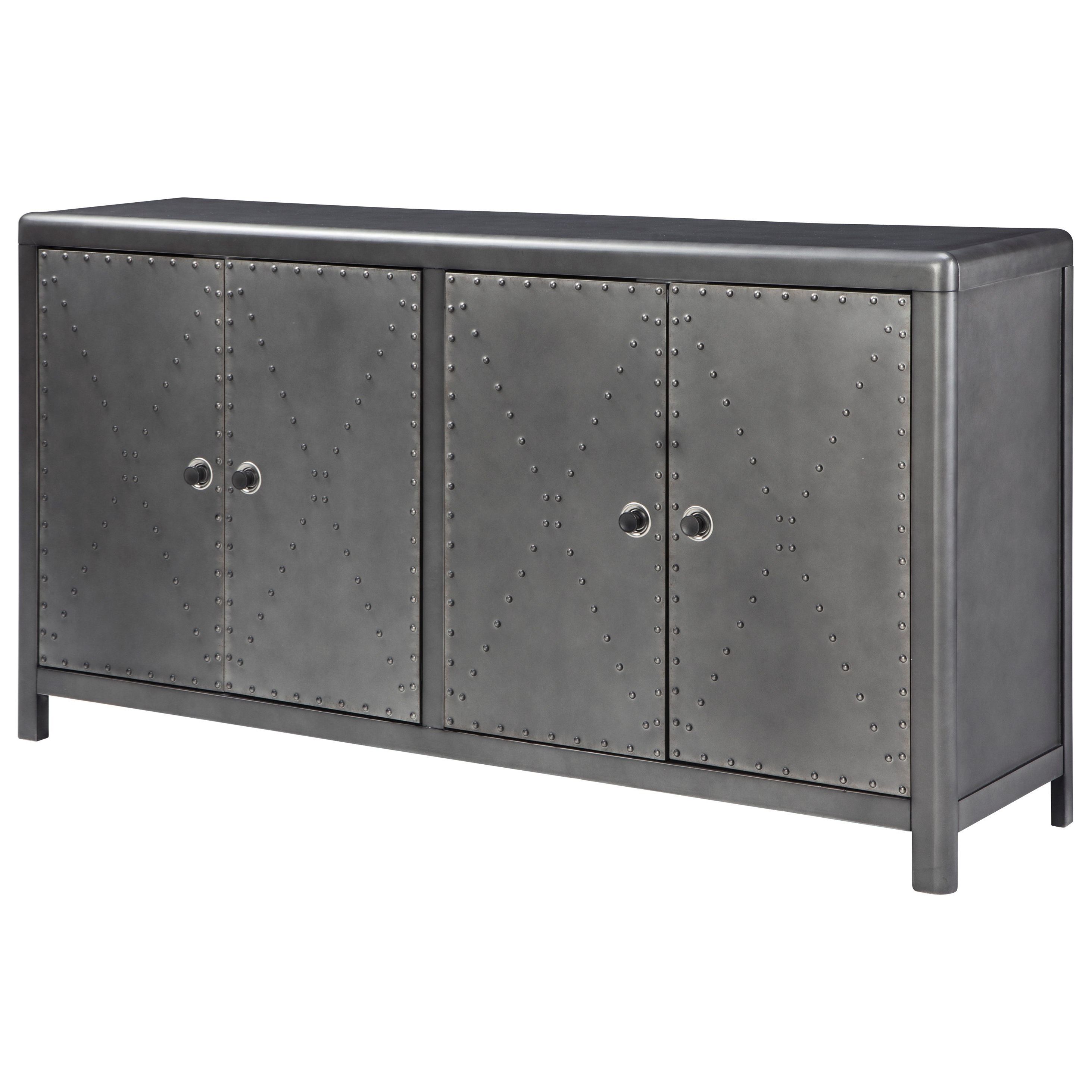Rock Ridge Industrial 4 Door Accent Cabinetsignature Designashley  At Sparks Homestore With Thatcher Sideboards (View 18 of 20)