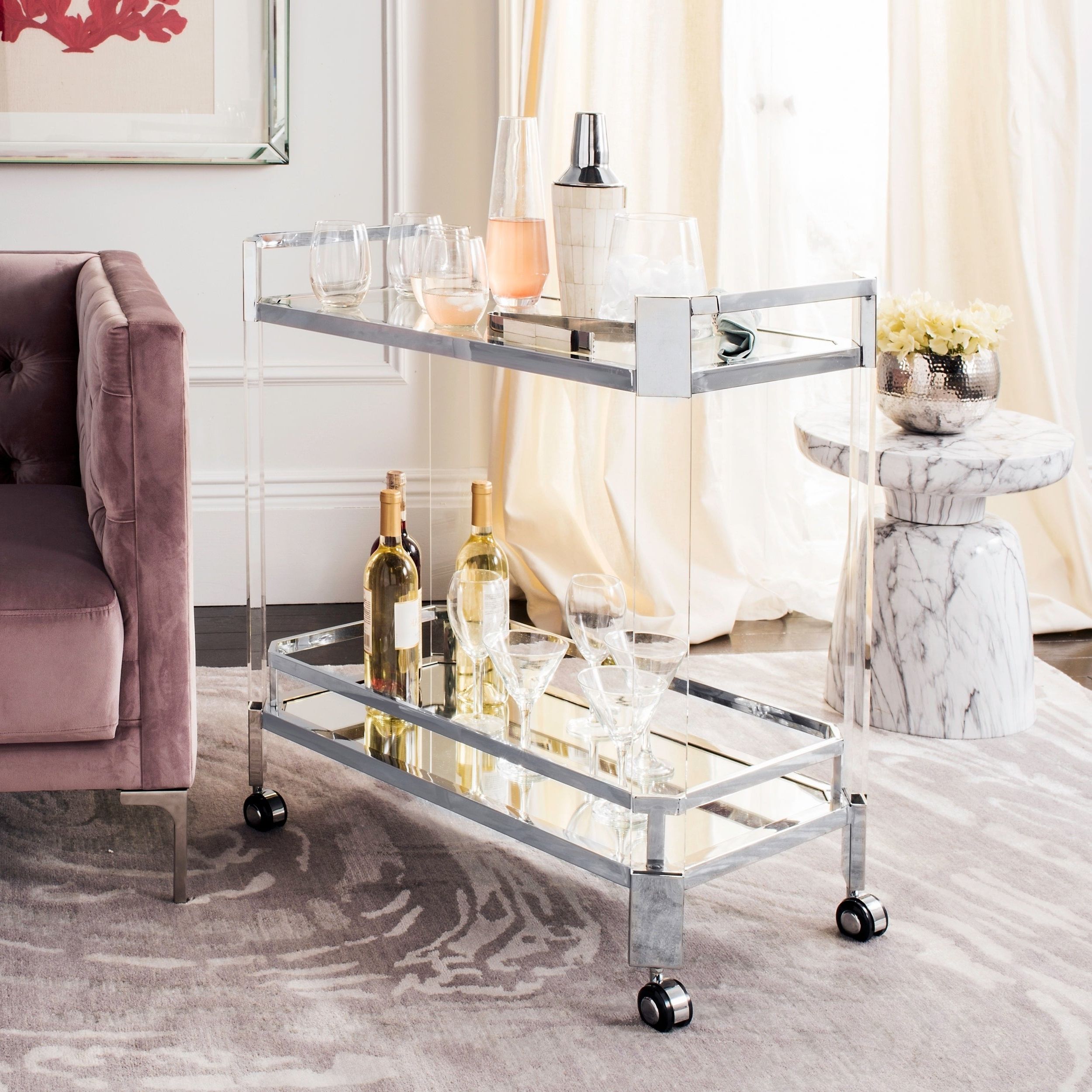 Safavieh Couture Gianna Glass Bar Trolley – Clear – 32 In W X 17 In D X   (View 15 of 20)
