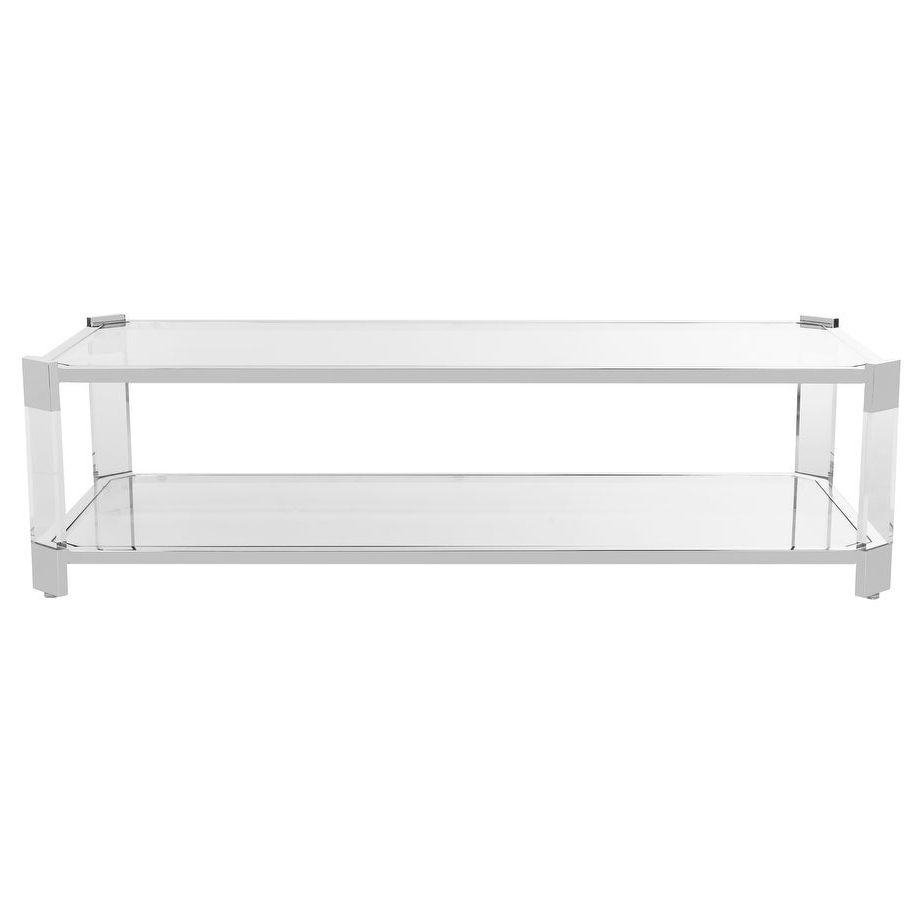 Safavieh Couture Gianna Glass Coffee Table  Clear – 58 In W X 26 In D X 16  In H Regarding Current Safavieh Couture Gianna Glass Coffee Tables (View 7 of 20)
