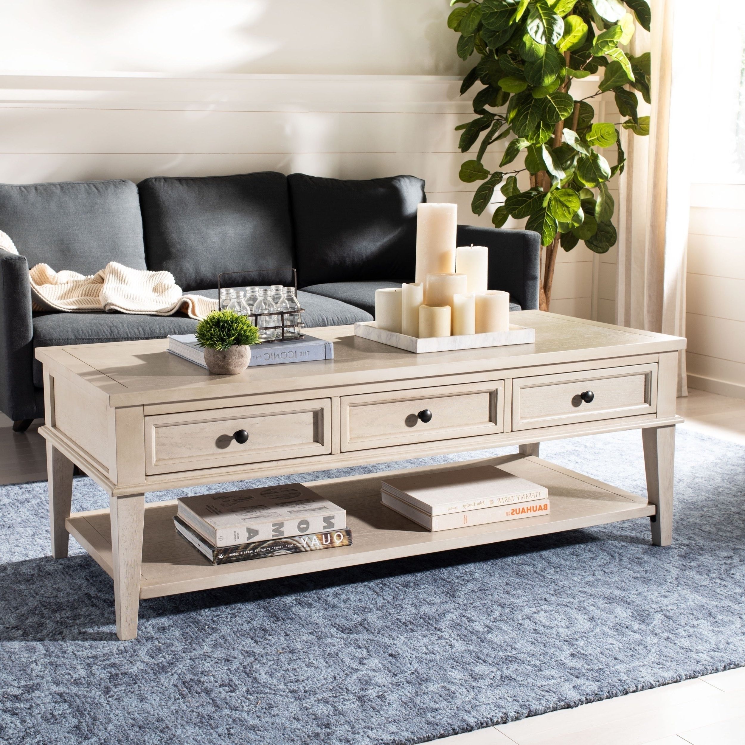Safavieh Manelin White Washed Coffee Table – 54" X 23.6" X  (View 9 of 20)