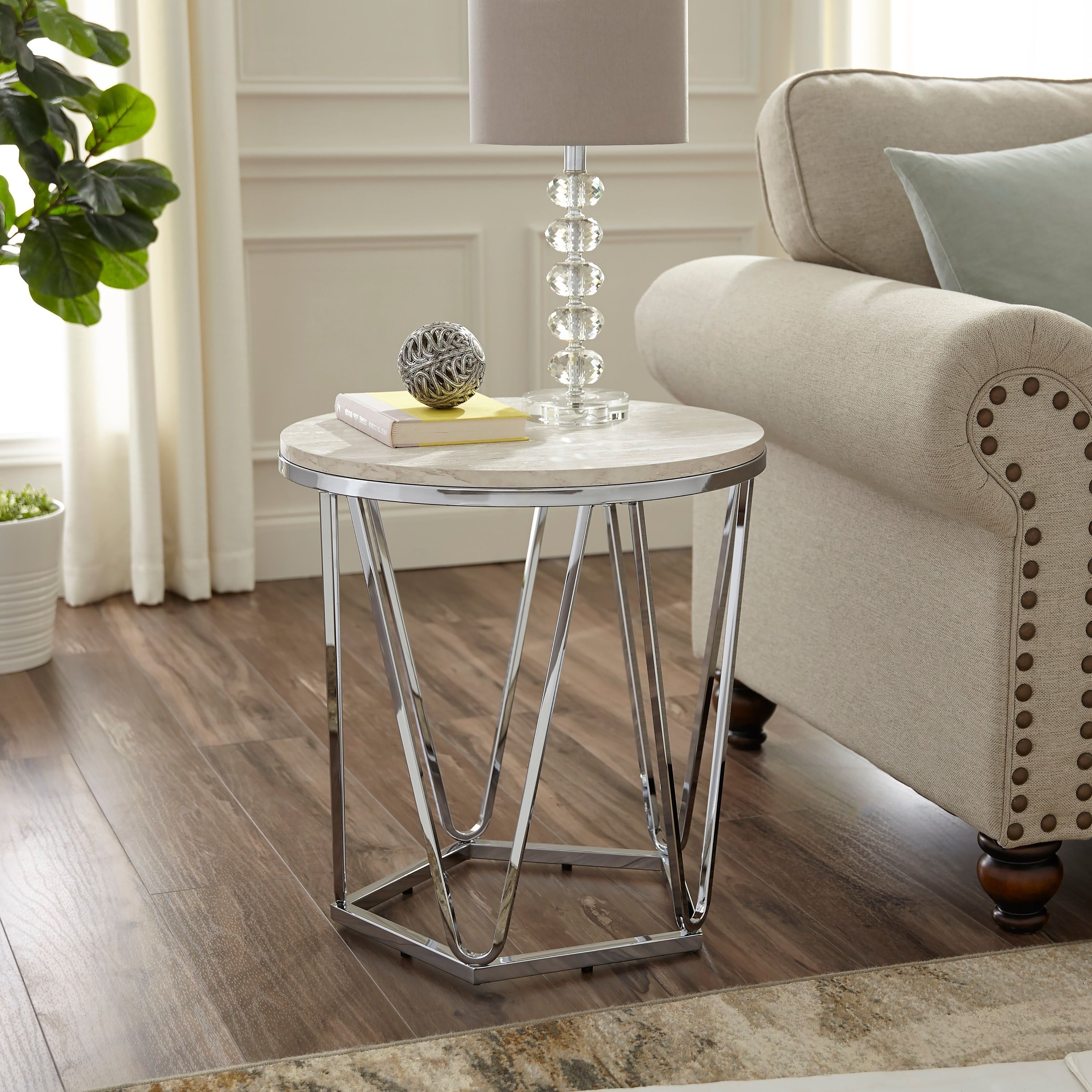 Silver Orchid Henderson Faux Stone Round Side Table In 2020 Silver Orchid Henderson Faux Stone Silvertone Round Coffee Tables (View 8 of 20)