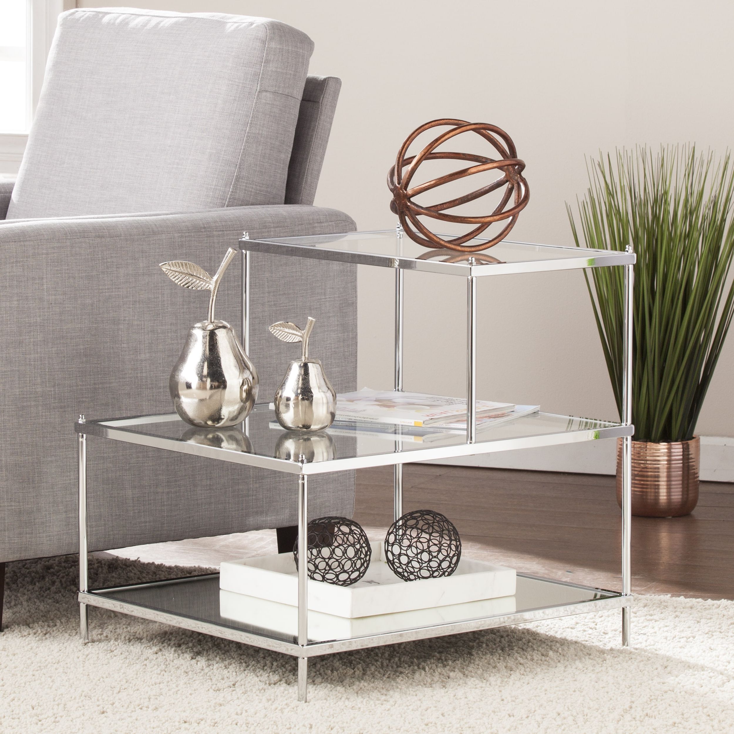 Silver Orchid Olivia Glam Mirrored Accent Table Chrome Throughout Trendy Silver Orchid Olivia Glam Mirrored Round Cocktail Tables (View 11 of 20)