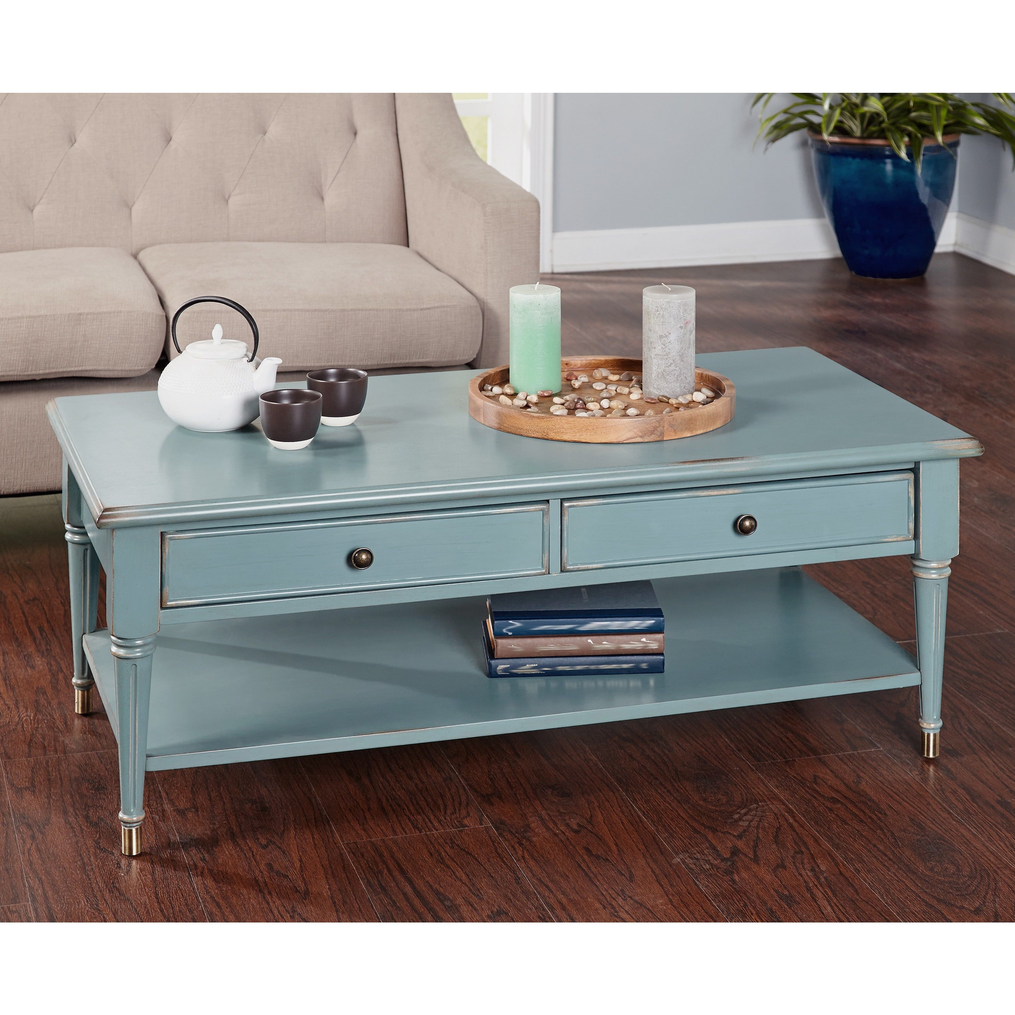 Simple Living Emilia Antique Blue Coffee Table Pertaining To 2019 The Gray Barn Broken Brook Coffee Tables (View 13 of 20)