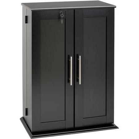 Small Deluxe Media Storage Cabinet With Locking Shaker Doors Within 2019 Tiberius Door Storage Cabinet (Gallery 19 of 20)