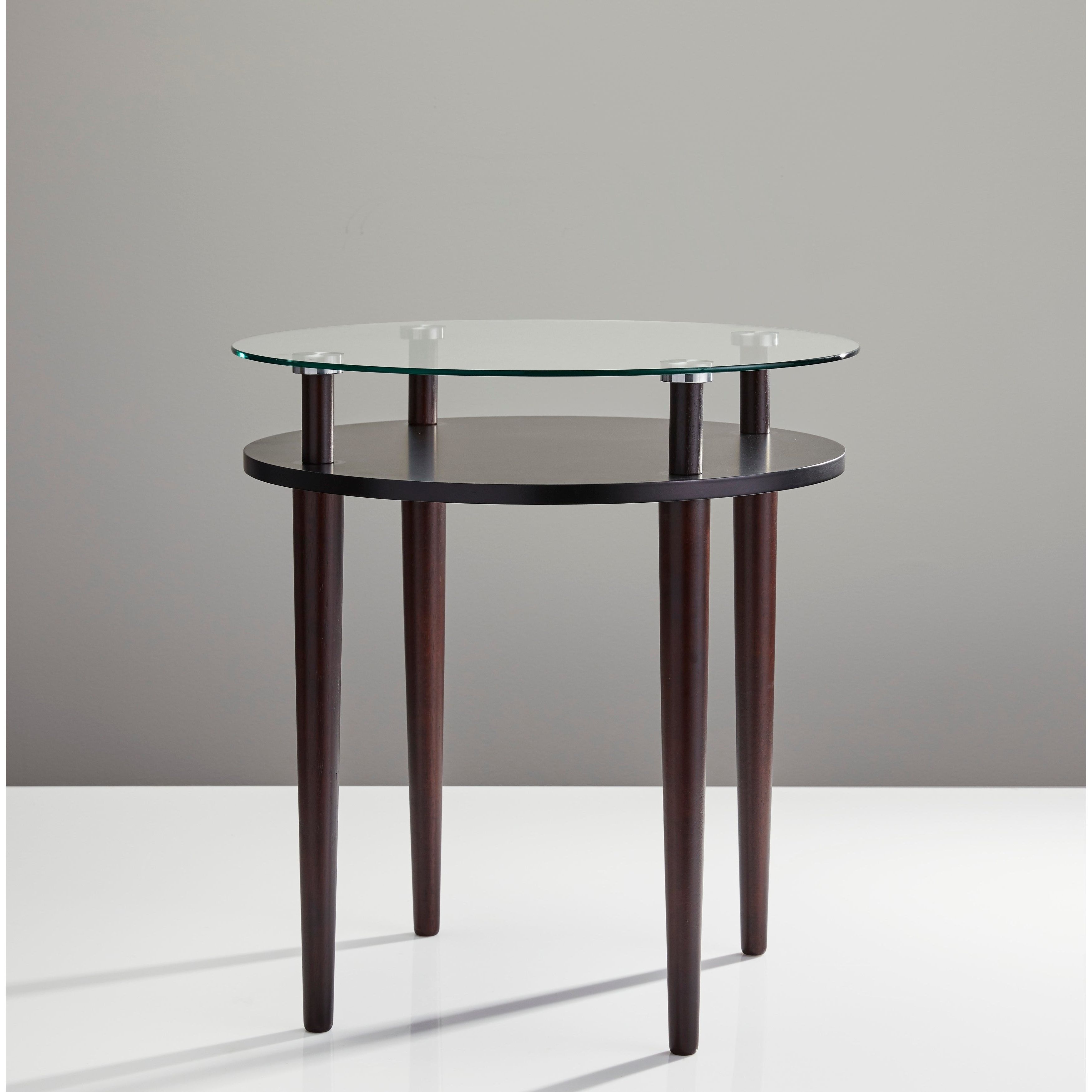 Strick & Bolton Welch End Table Within Widely Used Copper Grove Rochon Glass Top Wood Accent Tables (View 12 of 20)