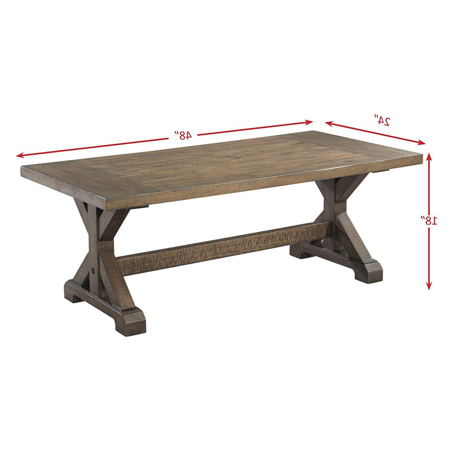 Well Known Aberdeen Industrial Zinc Top Weathered Oak Trestle Coffee Tables Within Special Furniture Design: Picket House Furnishings Flynn (View 17 of 20)
