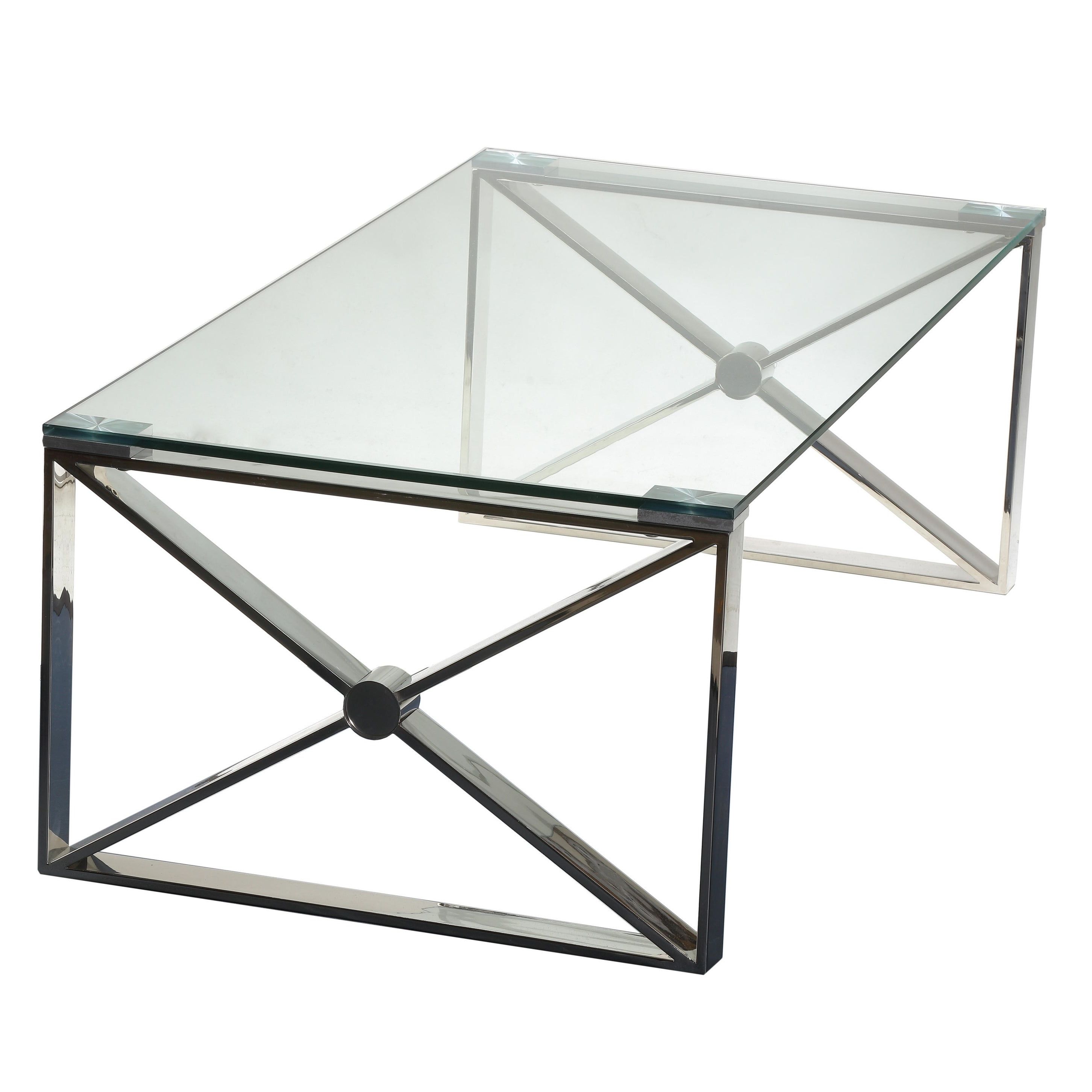 Well Known Cortesi Home Remi Contemporary Chrome Glass Coffee Tables For Cortesi Home Moses Clear Glass/polished Stainless Steel Coffee Table (View 17 of 20)