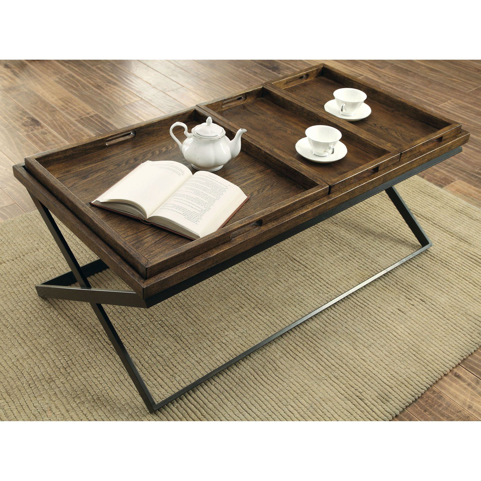 Widely Used Aberdeen Industrial Zinc Top Weathered Oak Trestle Coffee Tables Inside Furniture Of America Alfreid Flip Top Coffee Table In 2019 (Gallery 19 of 20)