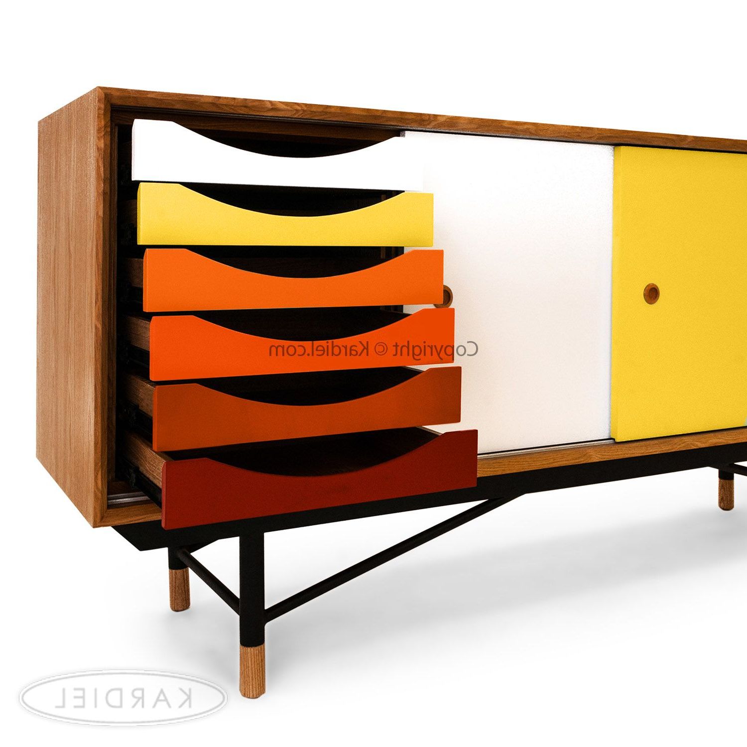 1955 Color Theory Mid Century Modern Sideboard Credenza Regarding Colorful Leaves Credenzas (View 9 of 20)