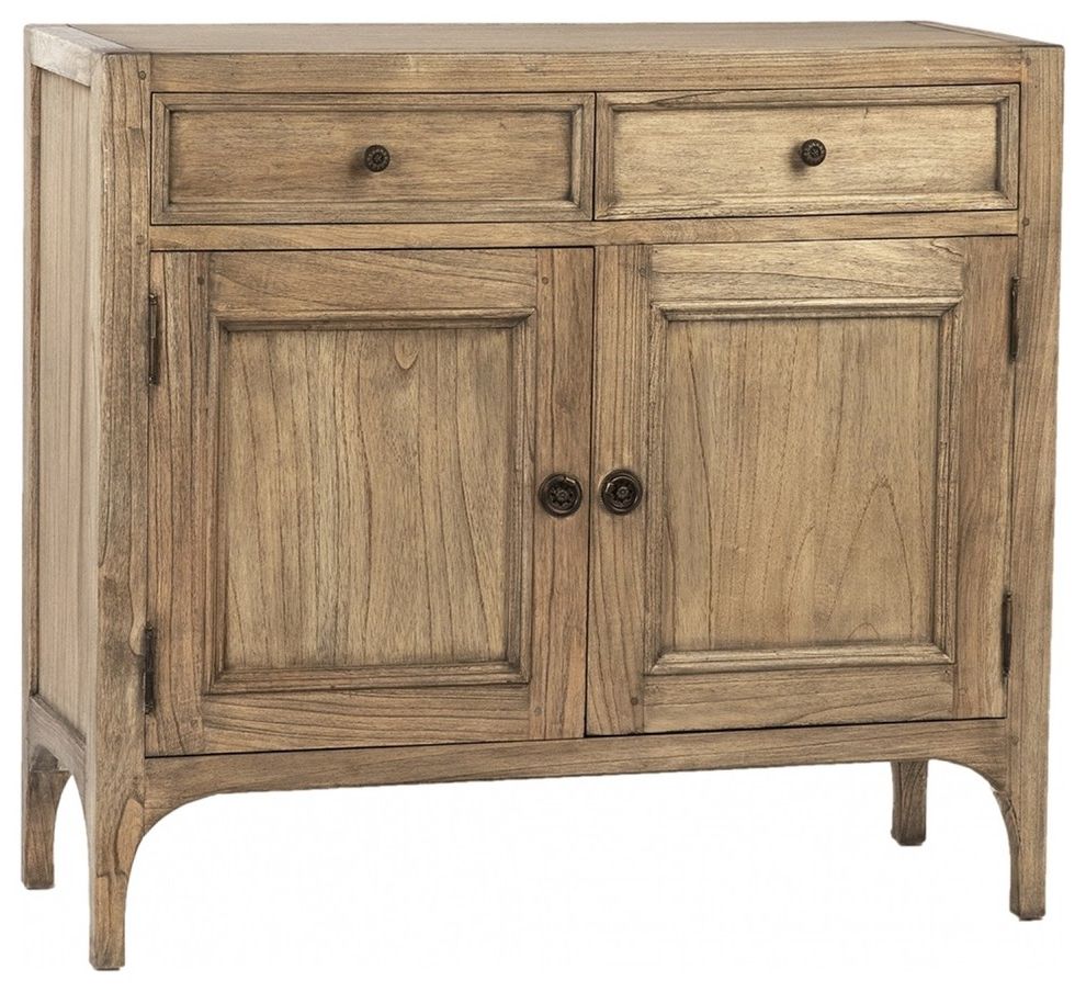 39" Guglielmo Sideboard Solid Beechwood Two Drawers Two Door Natural Light  Brown For Modern And Contemporary Dark Brown Buffets With Glass Doors (View 10 of 20)