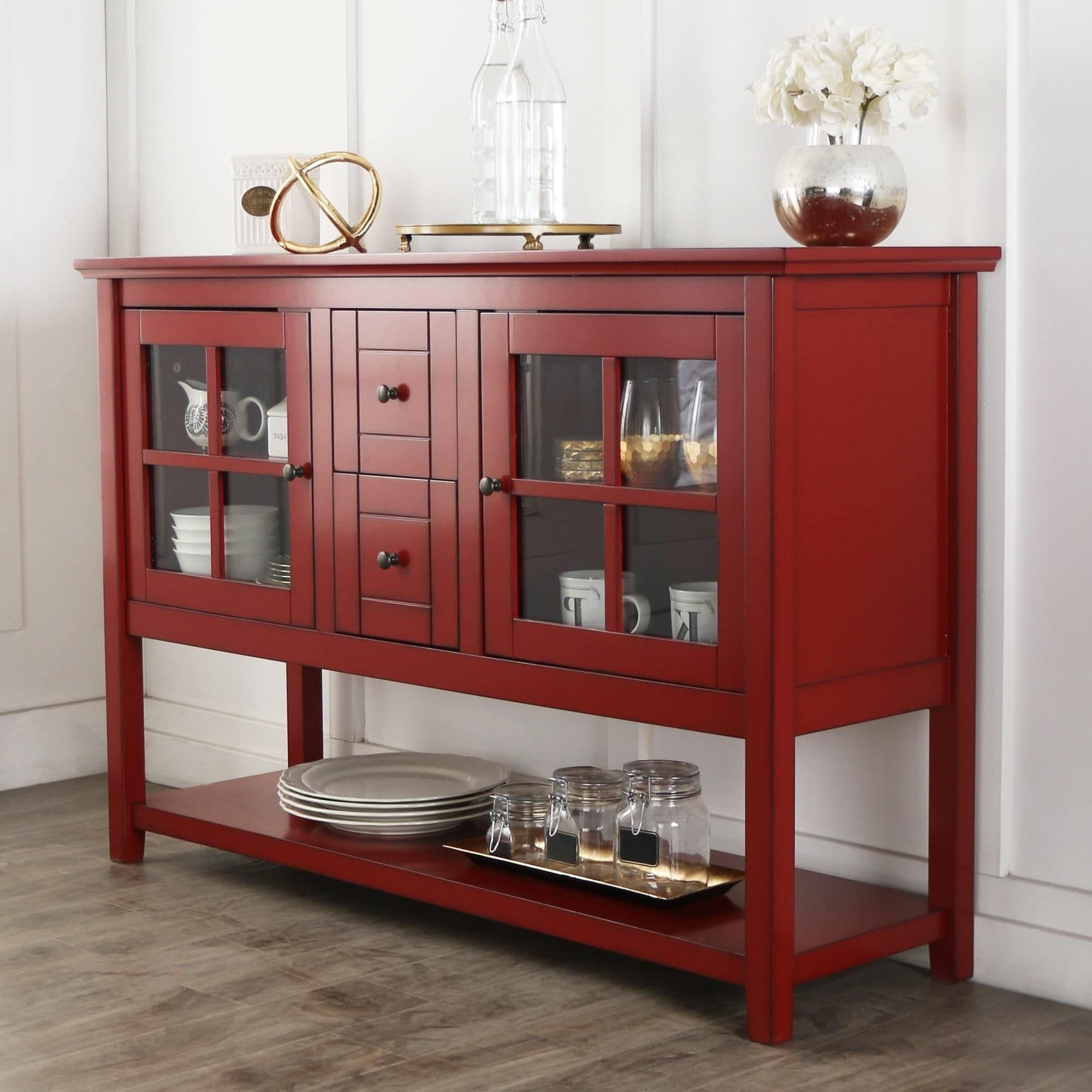 52" Buffet Tv Stand In Antique Red In 2019 | Naples With Regard To Simple Living Red Montego Buffets (View 18 of 20)
