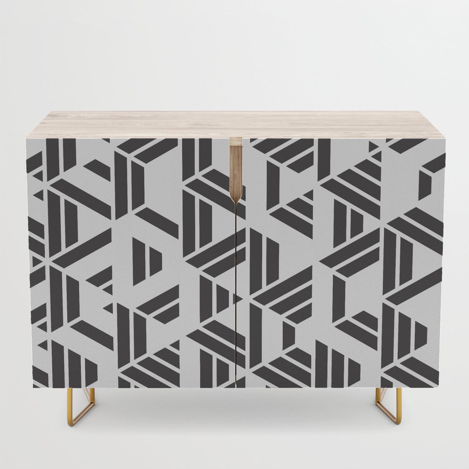 Black And White Hexagon Geometric Pattern Credenza Throughout Exagonal Geometry Credenzas (Gallery 1 of 20)