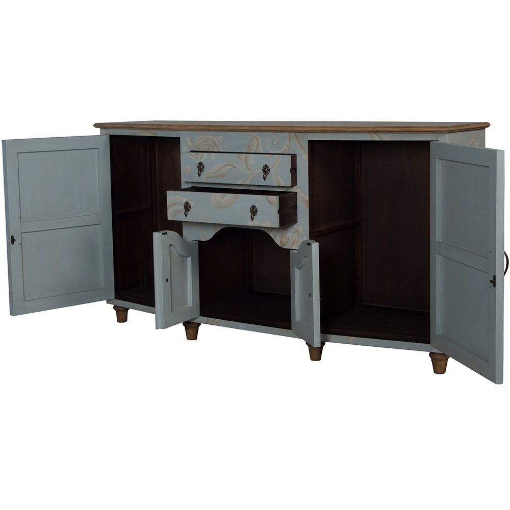 Blue Floral Cottage Credenza With Regard To Lovely Floral Credenzas (View 14 of 20)