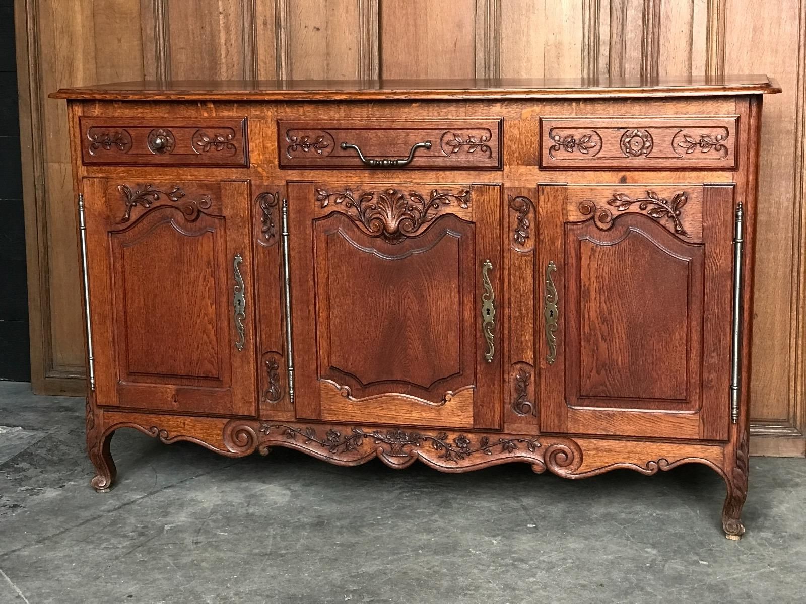 Country French Oak Carved Buffet – Sold – Antiques & Furniture Throughout French Oak Buffets (View 11 of 20)