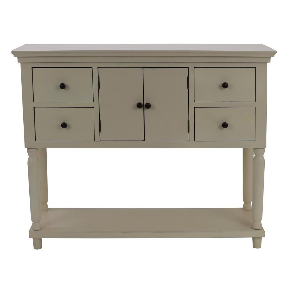 Decor Therapy Taylor Antique White 4 Drawer Console Table Inside Rustic Black 2 Drawer Buffets (View 13 of 20)