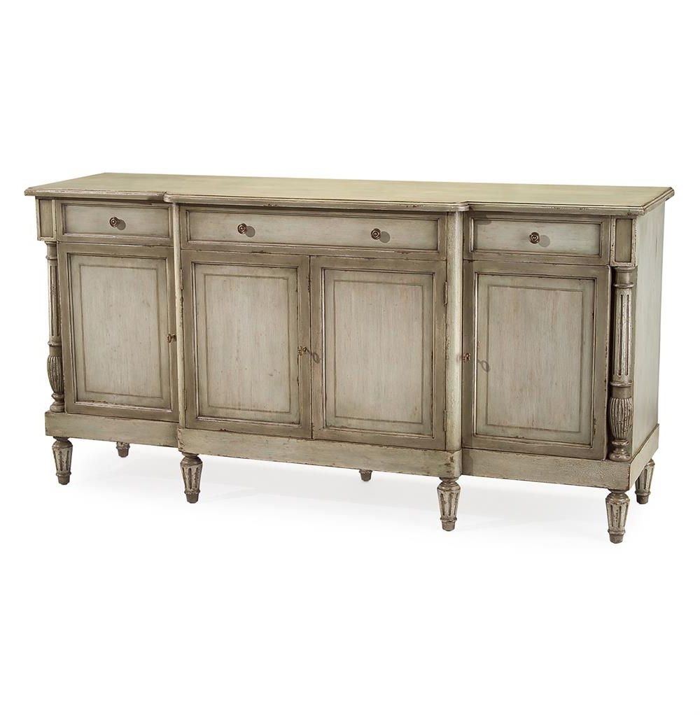Delphine French Country Two Tone Antique Taupe Grey Hunan Regarding Modern Two Tone Buffets (Gallery 12 of 20)