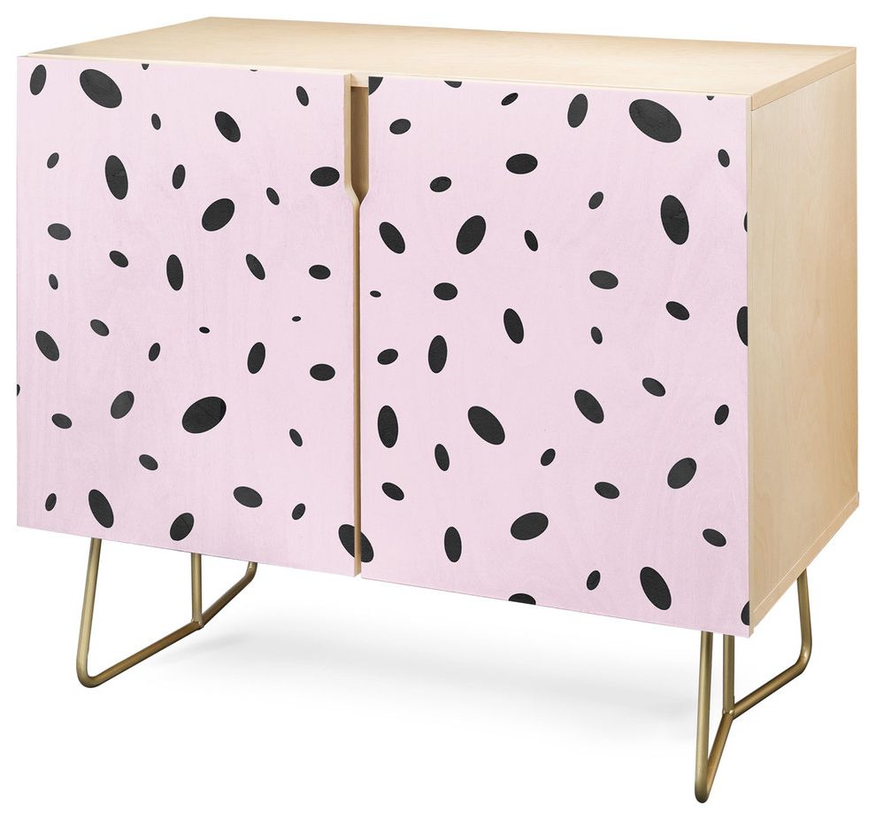 Deny Designs Bubble Pattern On Pink Credenza, Birch, Gold Steel Legs For Pink And Navy Peaks Credenzas (Gallery 13 of 20)