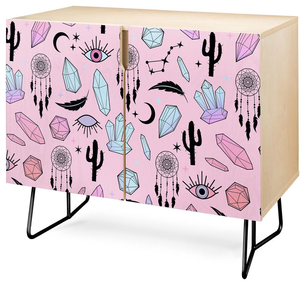 Deny Designs Desert Crystals Theme Credenza, Birch, Black Steel Legs For Desert Crystals Theme Credenzas (View 3 of 20)