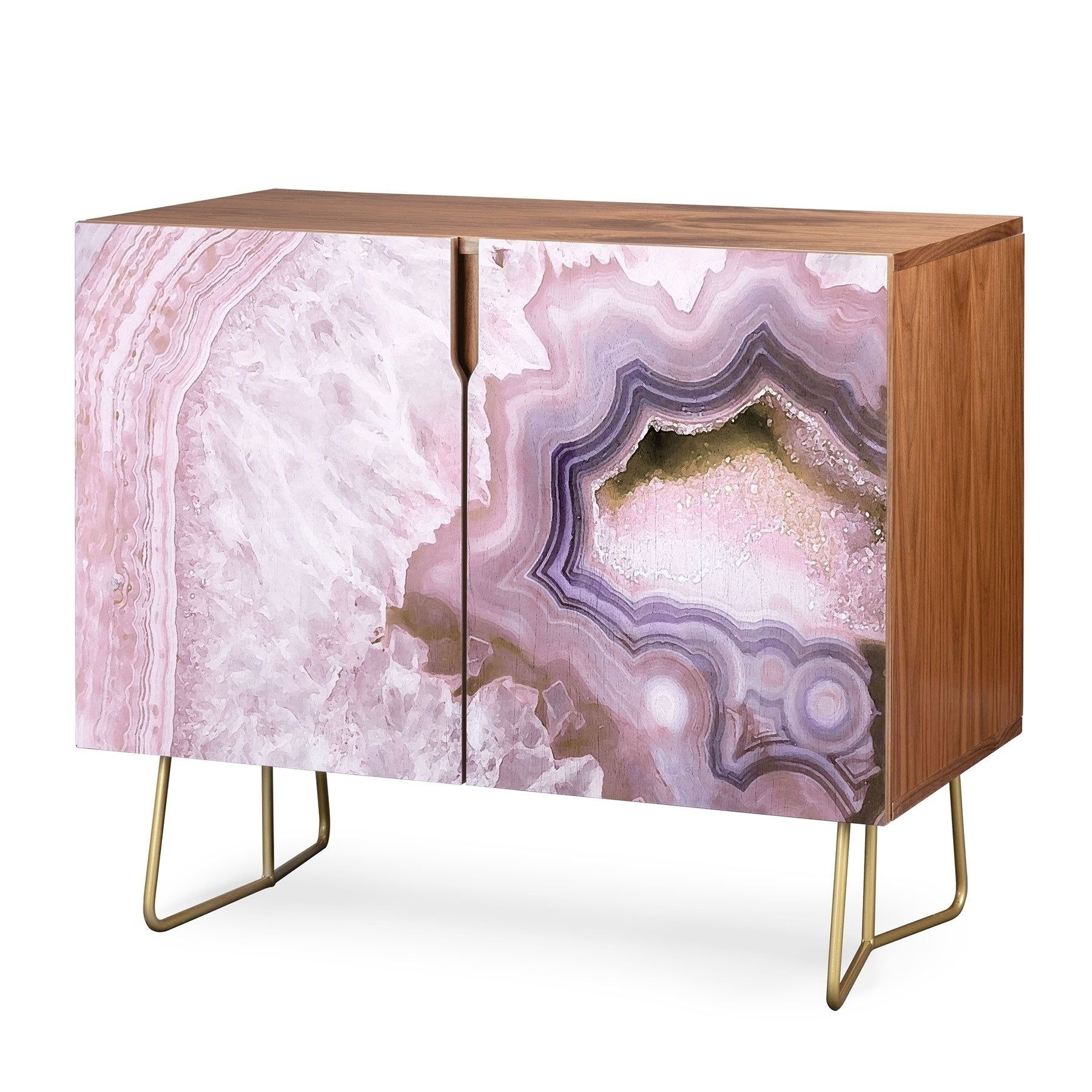 Deny Designs Pale Pink Agate Wood Credenza (3 Leg Options) Inside Pale Pink Agate Wood Credenzas (View 2 of 20)