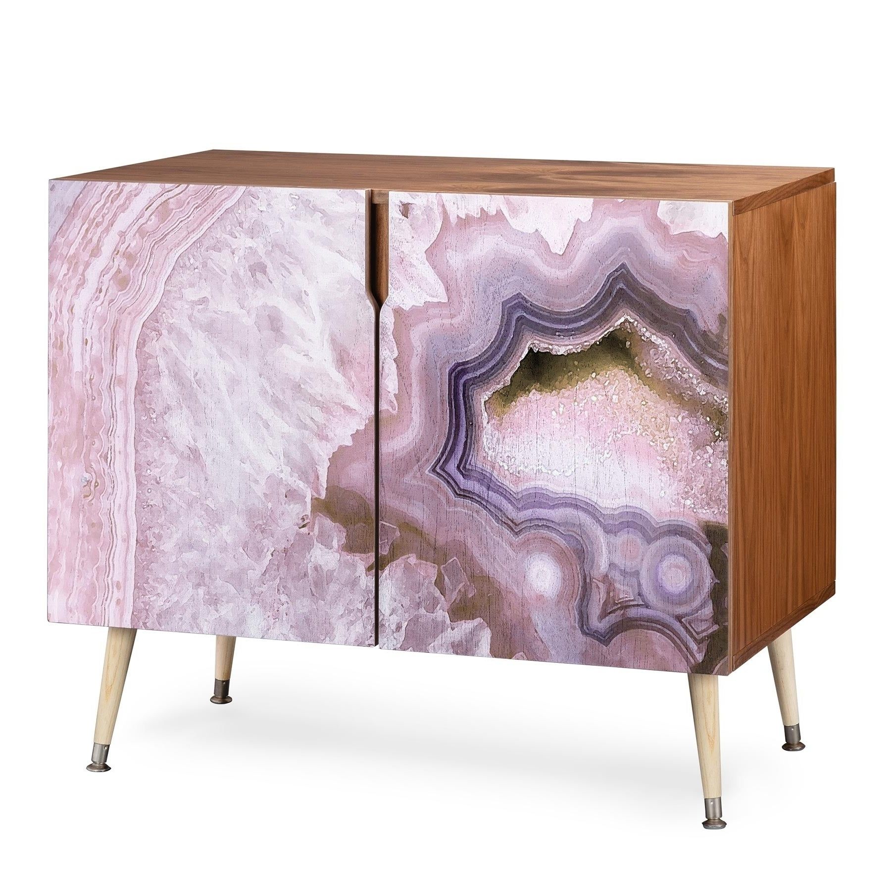 Deny Designs Pale Pink Agate Wood Credenza (3 Leg Options) With Regard To Pale Pink Bulbs Credenzas (View 12 of 20)