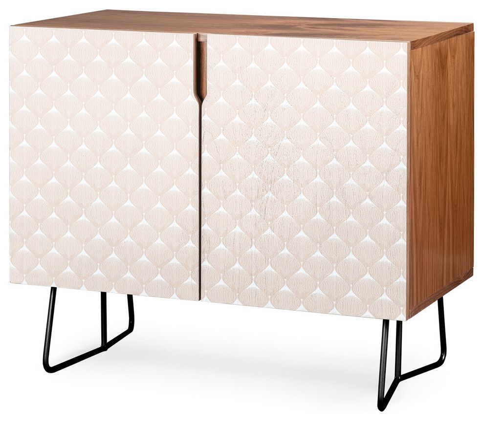Deny Designs Pale Pink Spring Bulbs Credenza, Walnut, Black Steel Legs Throughout Pink And Navy Peaks Credenzas (Gallery 8 of 20)
