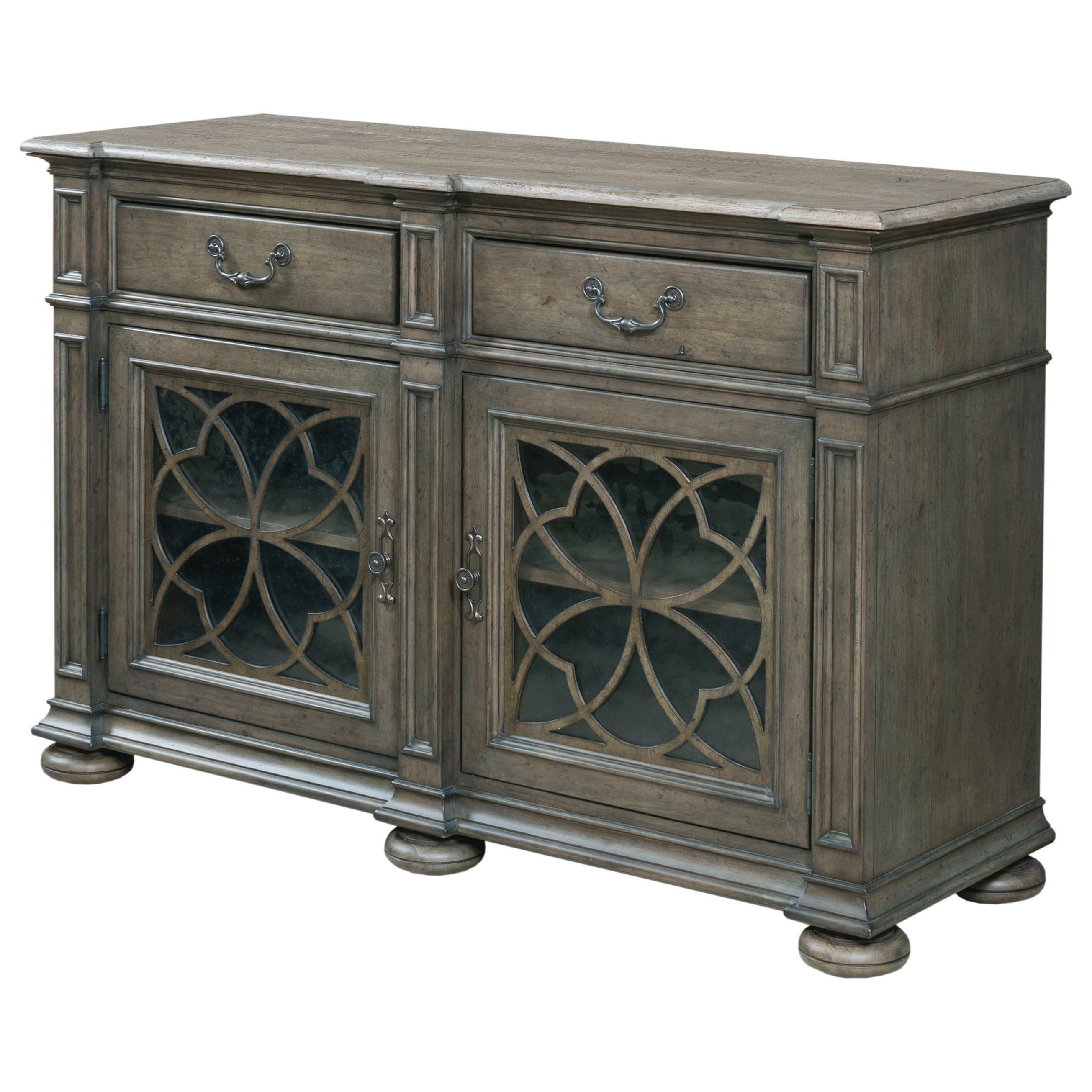 Greyson Harper Two Door Buffet With Silverware Storage And Seed Glass Doors Kincaid Furniture At Reid's Furniture Throughout Wooden Curio Buffets With Two Glass Doors (View 10 of 20)