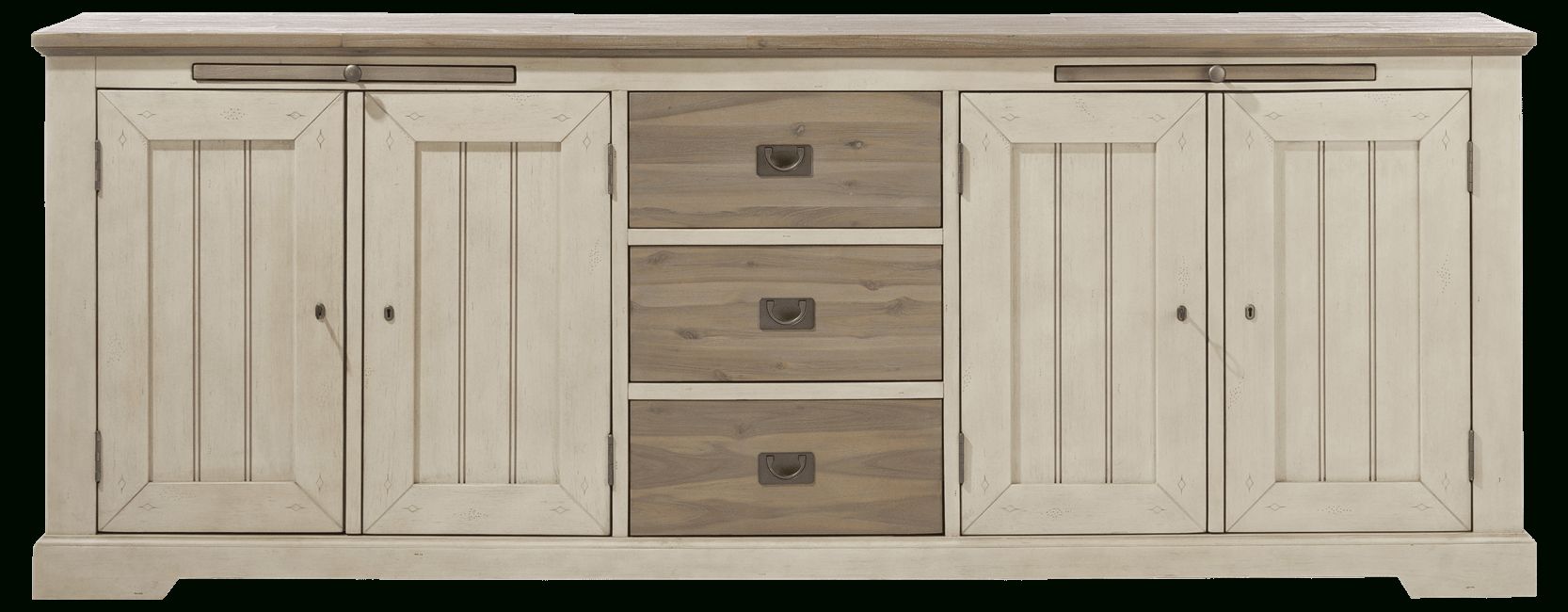 Le Port Sideboard 240 Cm – 4 Tueren + 3 Laden + 2 Tabletts Intended For White And Grey Sideboards (View 4 of 20)