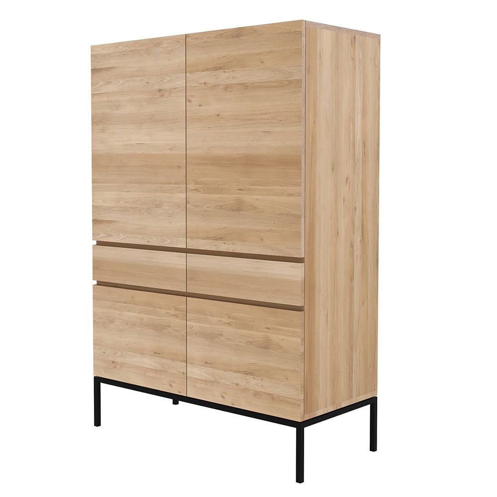 Ligna Storage Cupboard – 4 Doors, 2 Drawers, Oak, Black Metal Legs In Contemporary Wooden Buffets With One Side Door Storage Cabinets And Two Drawers (View 17 of 20)
