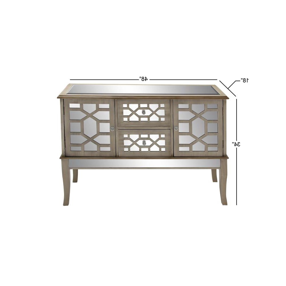 Litton Lane 48 In. X 34 In. Rectangular Textured White And With Regard To Mirrored Buffets (Gallery 19 of 20)