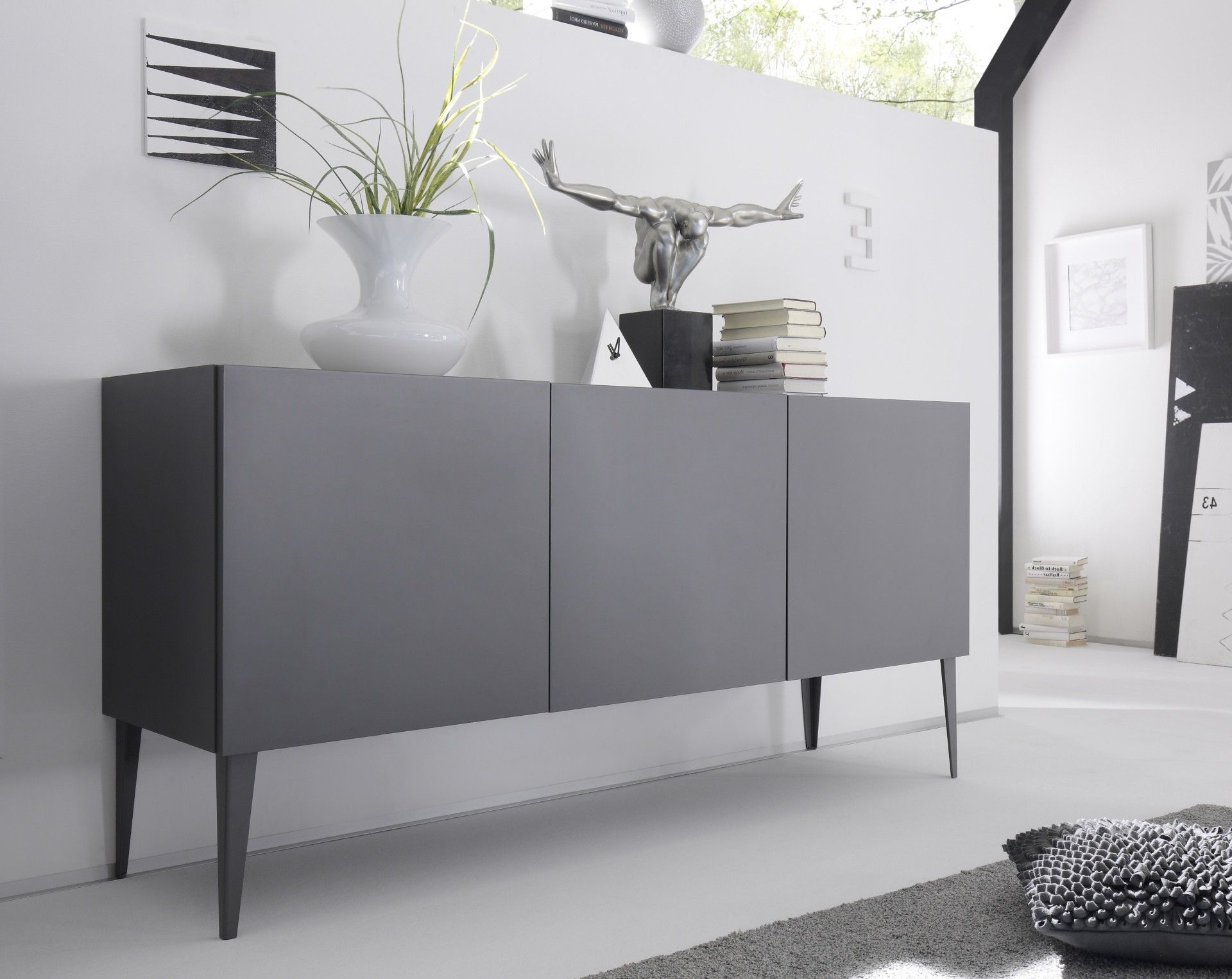 Livia – Grey Or White Matt Lacquered Sideboard Intended For White And Grey Sideboards (View 1 of 20)